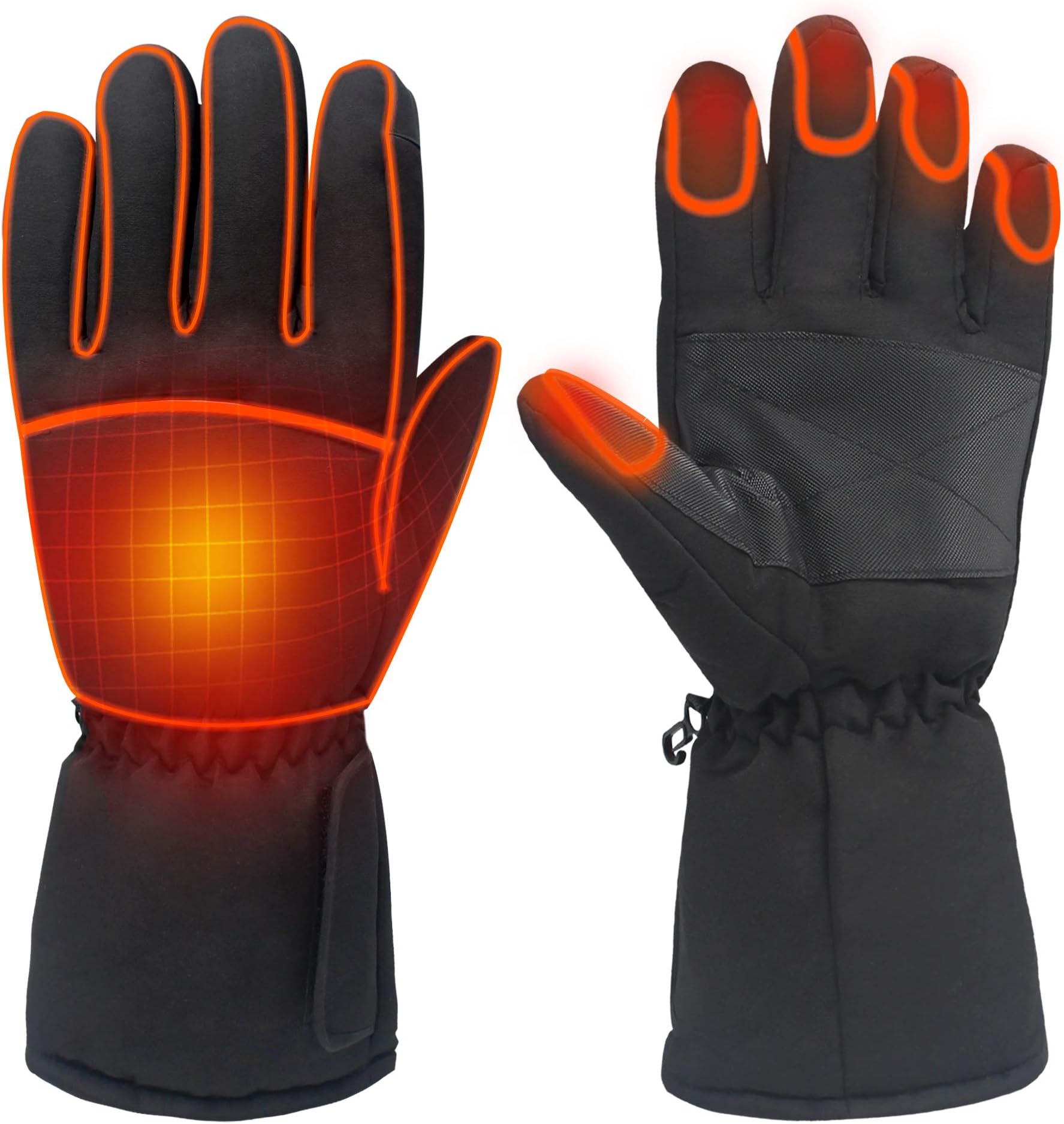 Electric Battery Heated Gloves for Women Men,Touchscreen, Black, Size Large