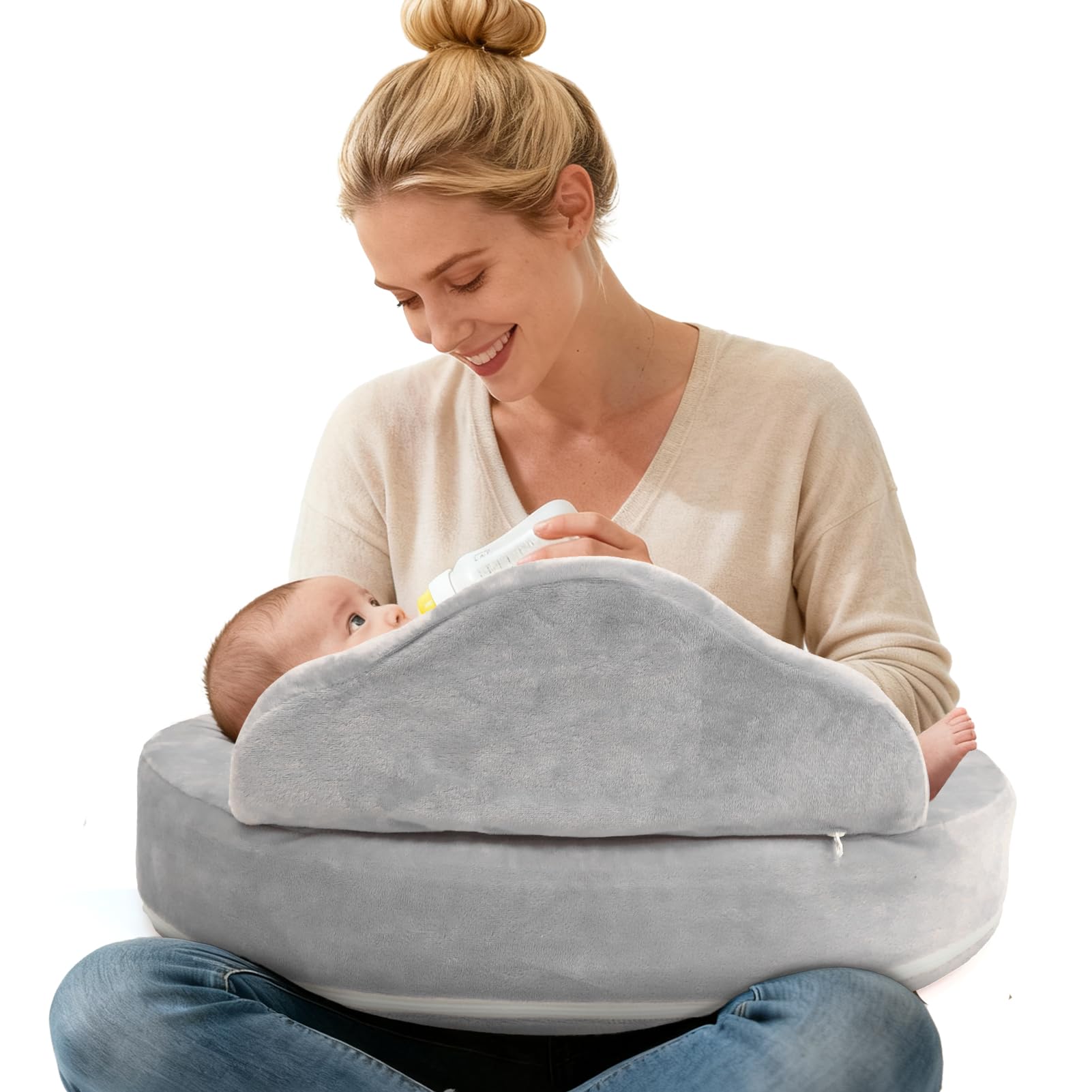 YGJT Nursing Pillow, Baby Breastfeeding Pillows, Memory Foam Feeding Pillow with Removable Cover and Adjustable Waist Strap