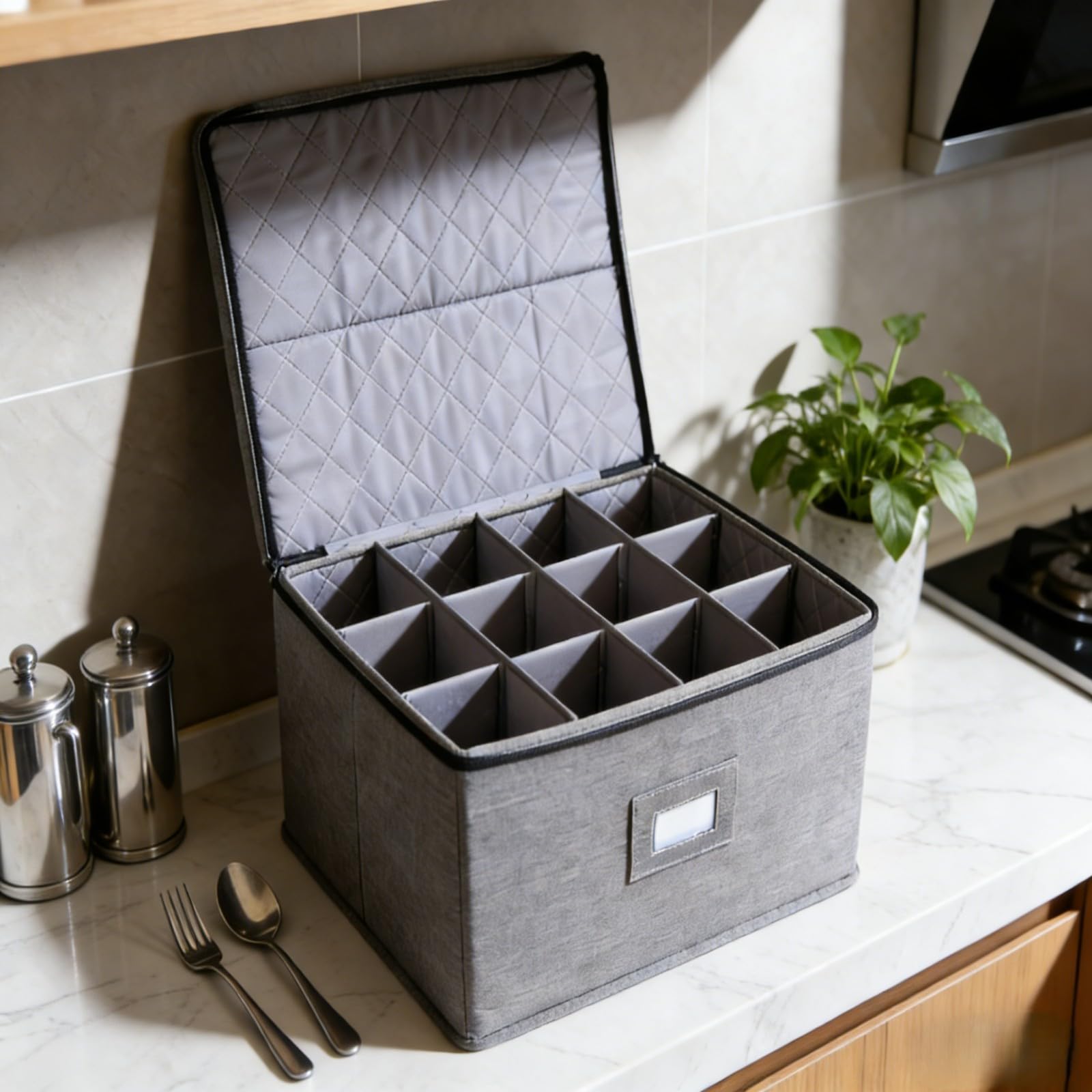Umzugskarton Gläser Aufbewahrung Box für Besteck&Sektglas Pappe | Melivarone Gläserkarton: Stapelbare Aufbewahrungsbox für 12 Gläser. Sicherer Transport & Umzugskarton für Besteck & Geschirr.
