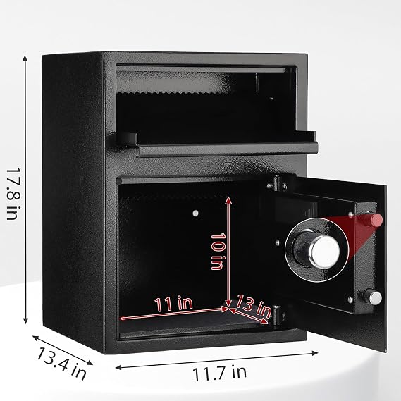 Depository Safe Digital Safe with Keypad, Locking Drop Box with Slot, Metal Lock Box with Two Emergency Keys for Your Valuables