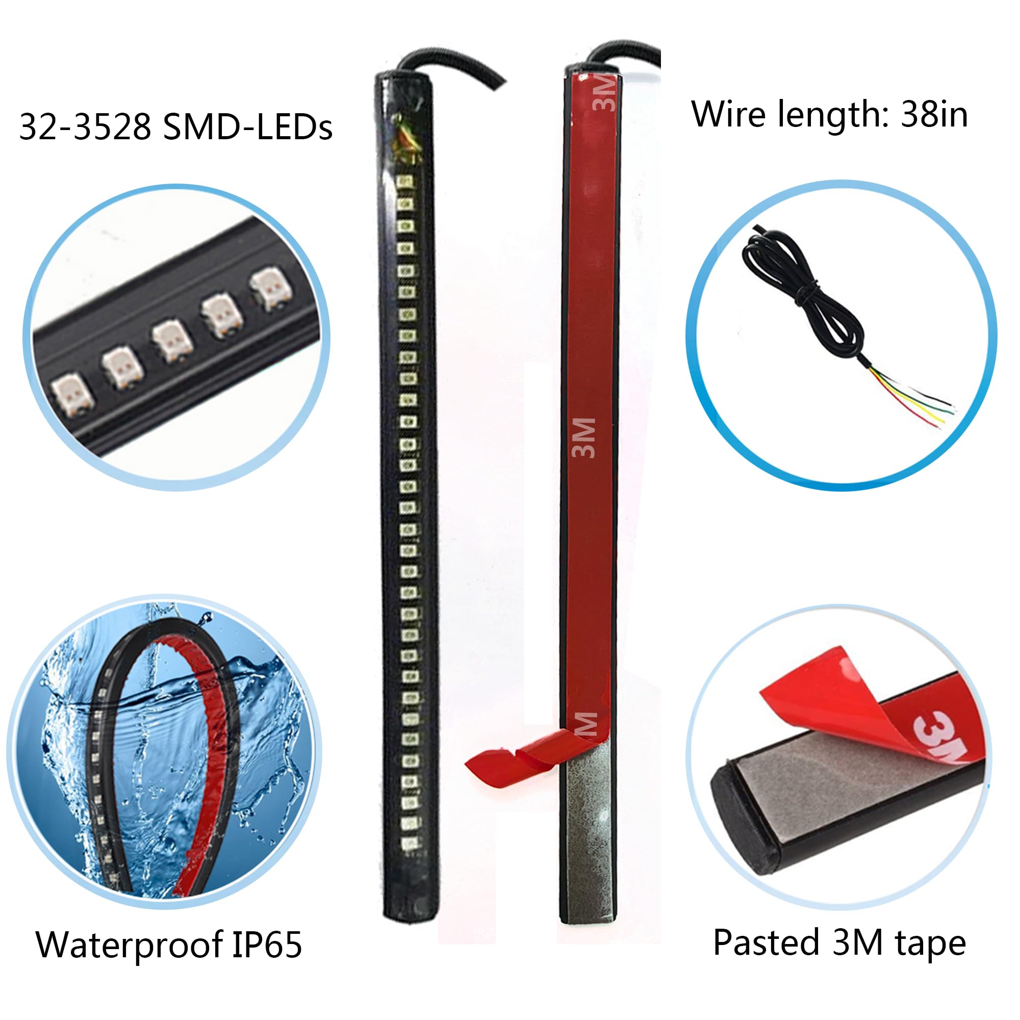 Feu Arrière De Moto, Feux Plaque D'immatriculation Moto Rétro Rond LED Frein Universel Pour 12 V