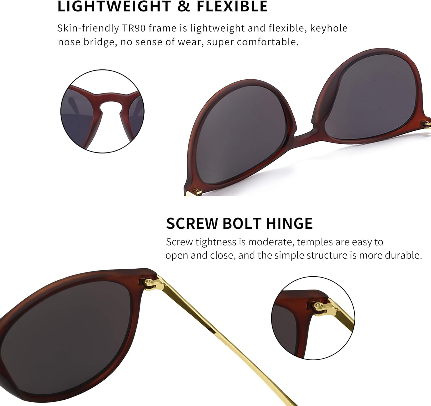 SUNGAIT Vintage Round Sunglasses for Women Classic Retro Designer Style (Brown Frame(Matte Finish)/Yellow-Green Lens) 1567 CKHL