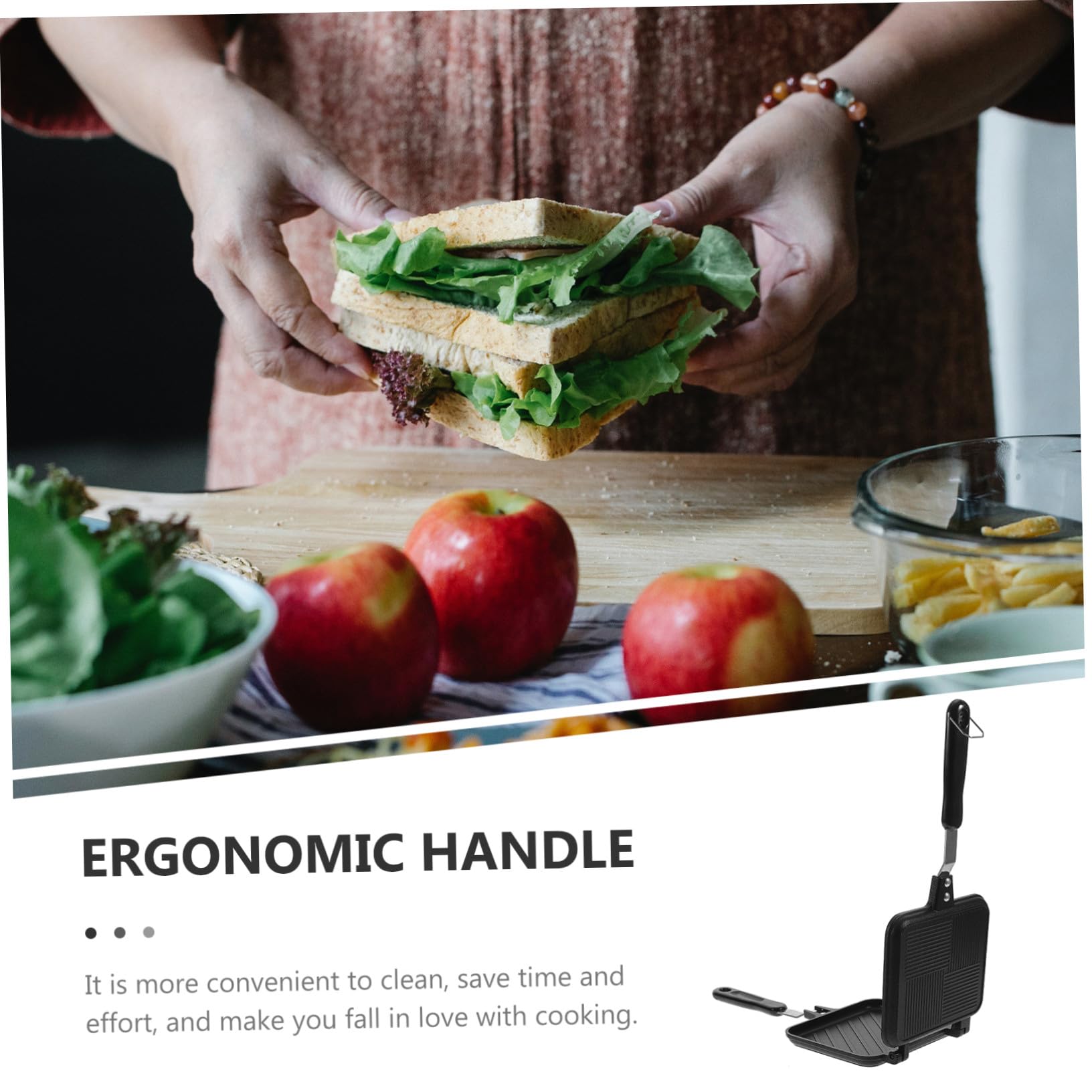 Sartén para Sándwich de Doble Cara Desmontable de Aluminio Negro