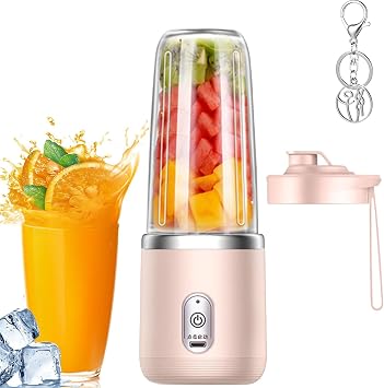 Mixer Juicer Smoothie Handy Juicer 400ml Travel Blender Vegetable Fruit Weaning Food Nutrition 6 Blades Ice Breaker Portable Juicer Cup Travel Juicer Cup Juice Blender Home Kitchen Travel Sports with ASWIRR Keychain