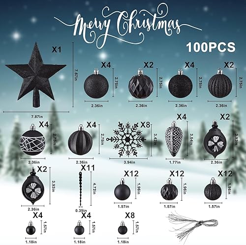 Miniatura 2 de ILLUMINEW Juego de 100 adornos de Navidad, adornos de bolas de Navidad inastillables, adornos decorativos de temporada de Navidad, colgantes