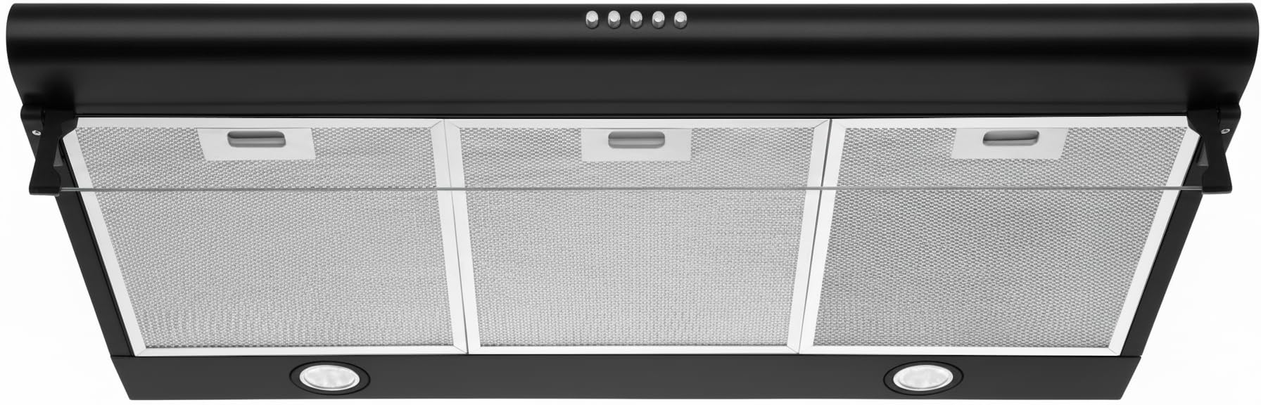 England Under Cabinet Kitchen Hood, 90cm, Black, Convertible Duct, 3-Speed, LED Light, 1700rpm, 83W Motor