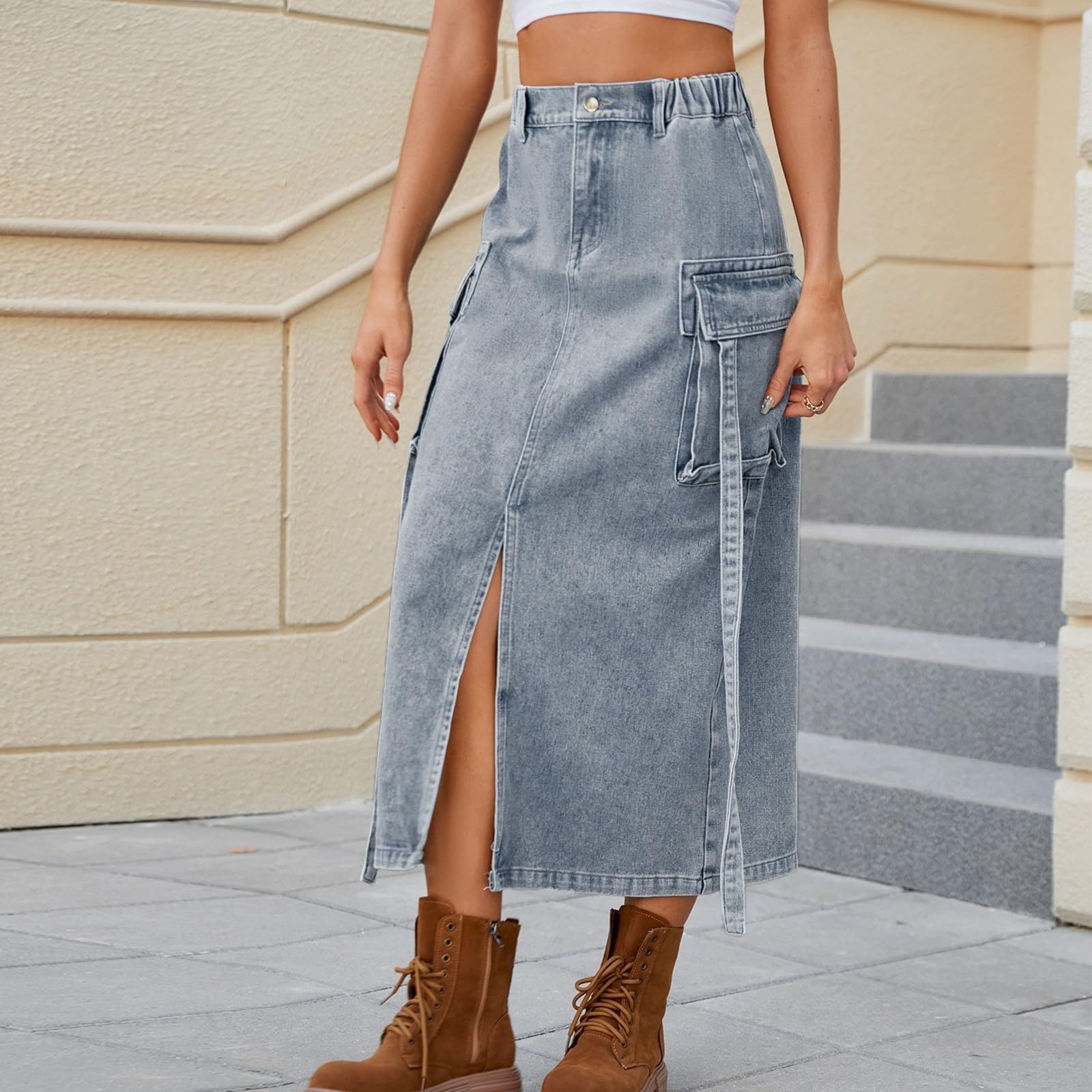 Año Nuevo 2025 Falda de Jeans de Moda Skinny Falda Corta Azul Elegante Mini Falda de Verano Jeans con Botones de Cintura Alta Faldas Falda de Trabajo de Denim para Mujeres Color Sólido