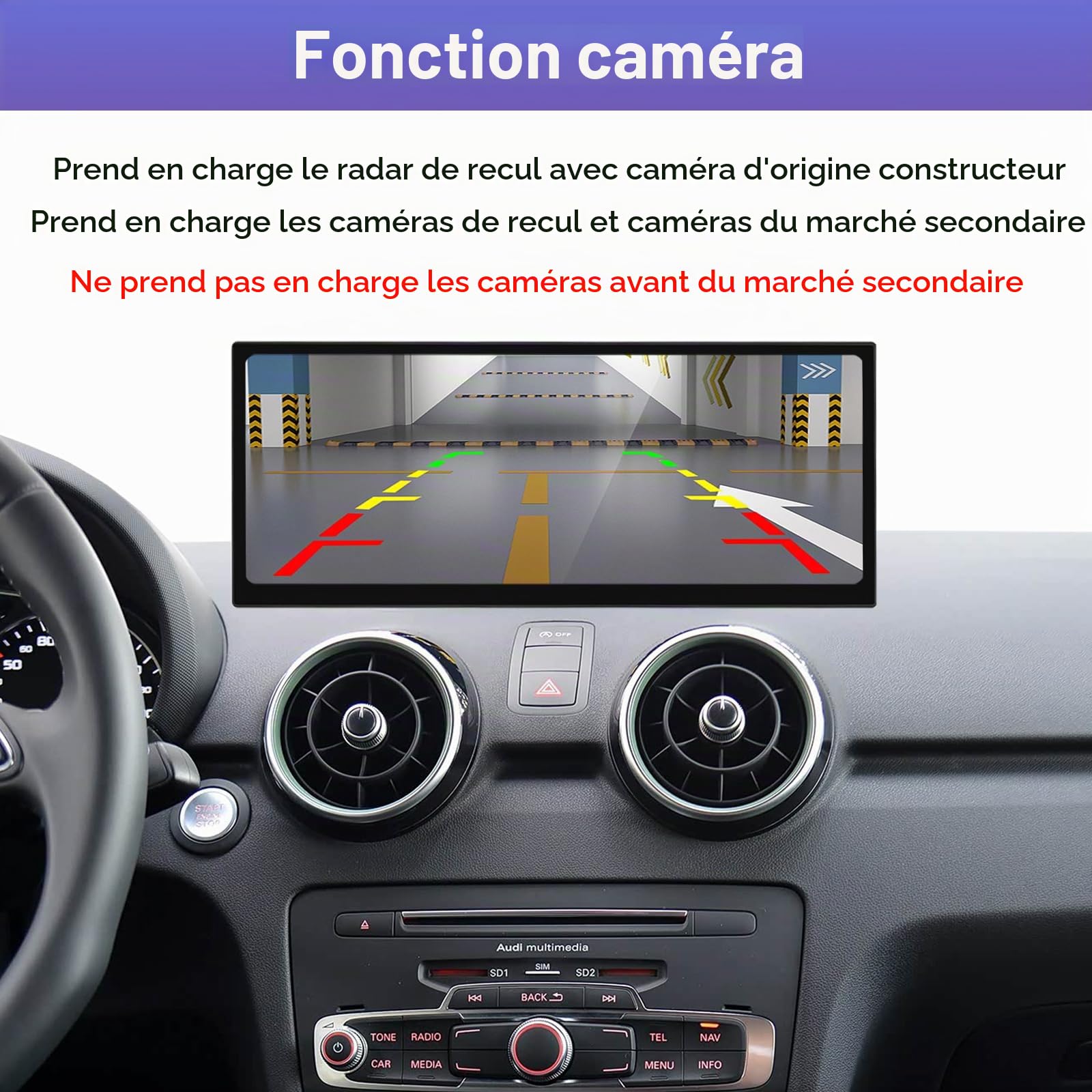 Road Top 12,3" Écran CarPlay Ultra-Fin pour Audi A1 2012-2018 Année