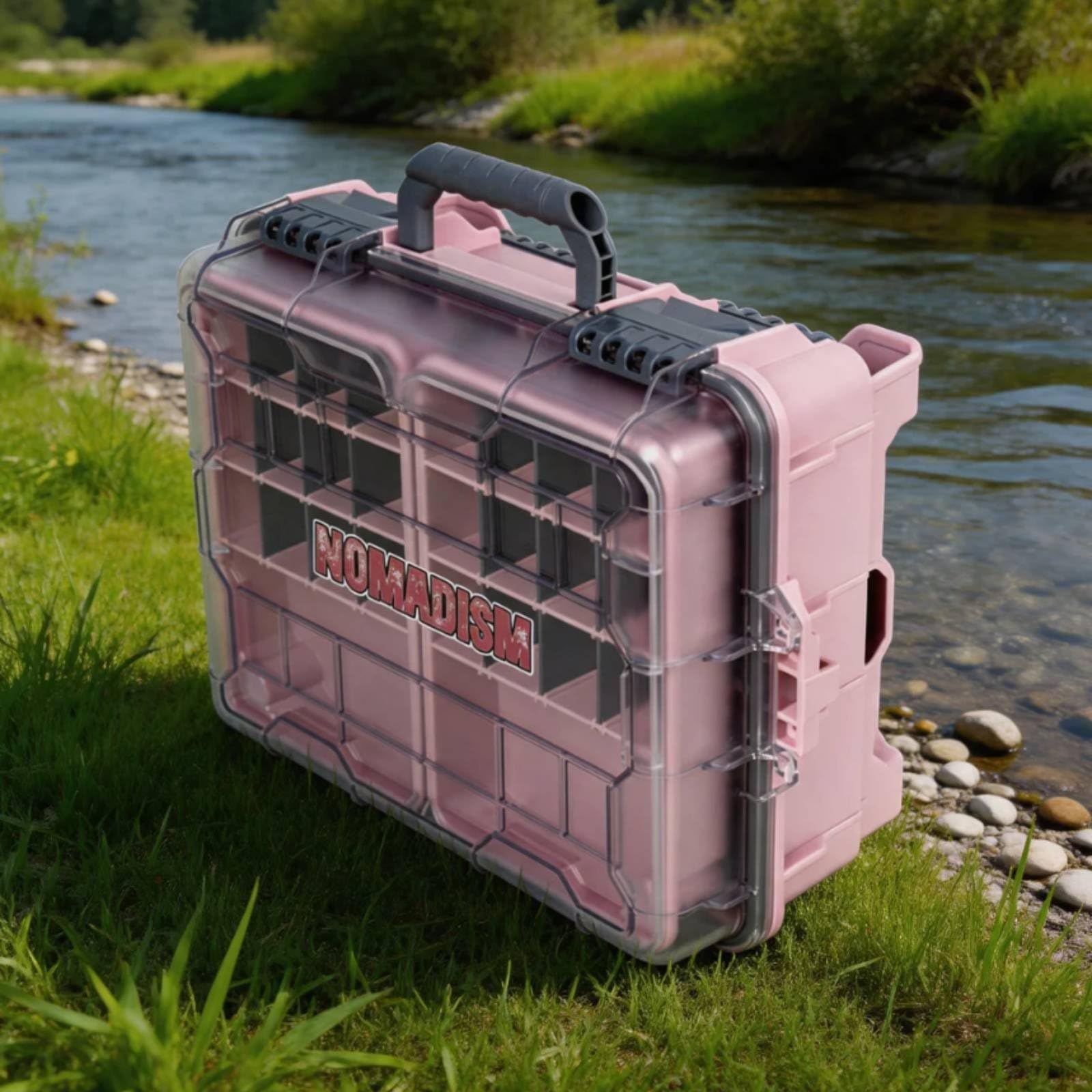 Waterproof Fishing Case Valigetta Porta Esche Scatola Attrezzatura da Pesca Contenitore Impermeabile Struttura Robusta con Due Box Estraibili Adatta per Lago Riva Spostamenti, Array, Verde