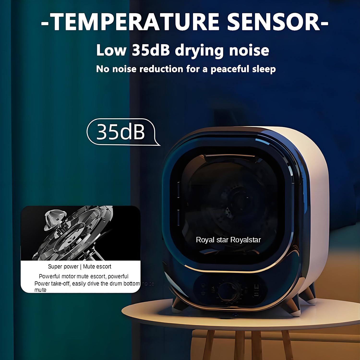 Minisecadora portátil de 450 W con Control de Temperatura Dual y Perilla de Control, silenciosa a 35 dB, para Cargas pequeñas (0,8 kg/18 L): Ropa Interior, Calcetines y Ropa de bebé. BlueA