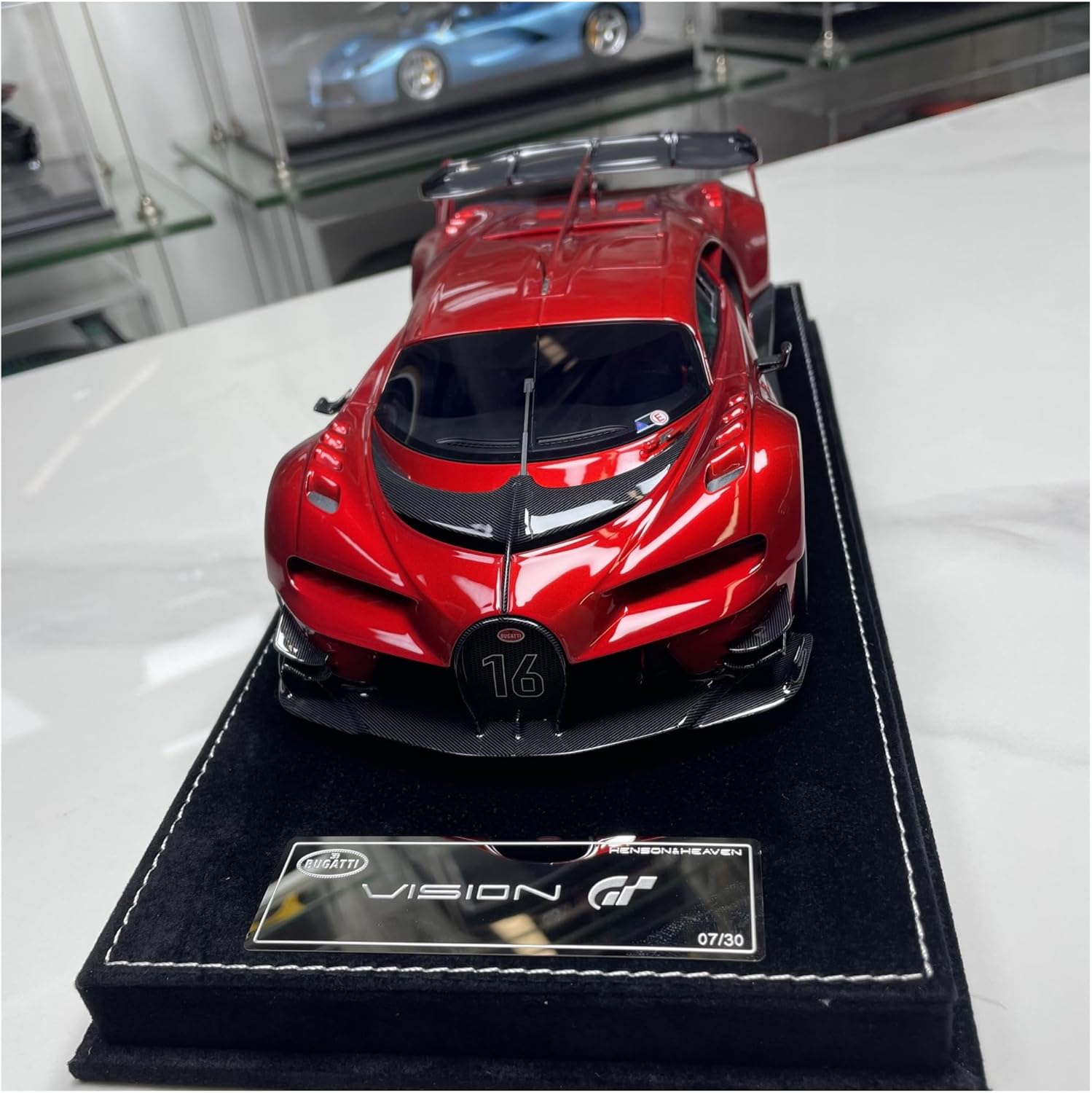 Model Car Kit 1 18 for Bugatti Vision GT Scale Diecast Model Car Metal Static Display Vehicle Hyper Sports Car Toy(Red)