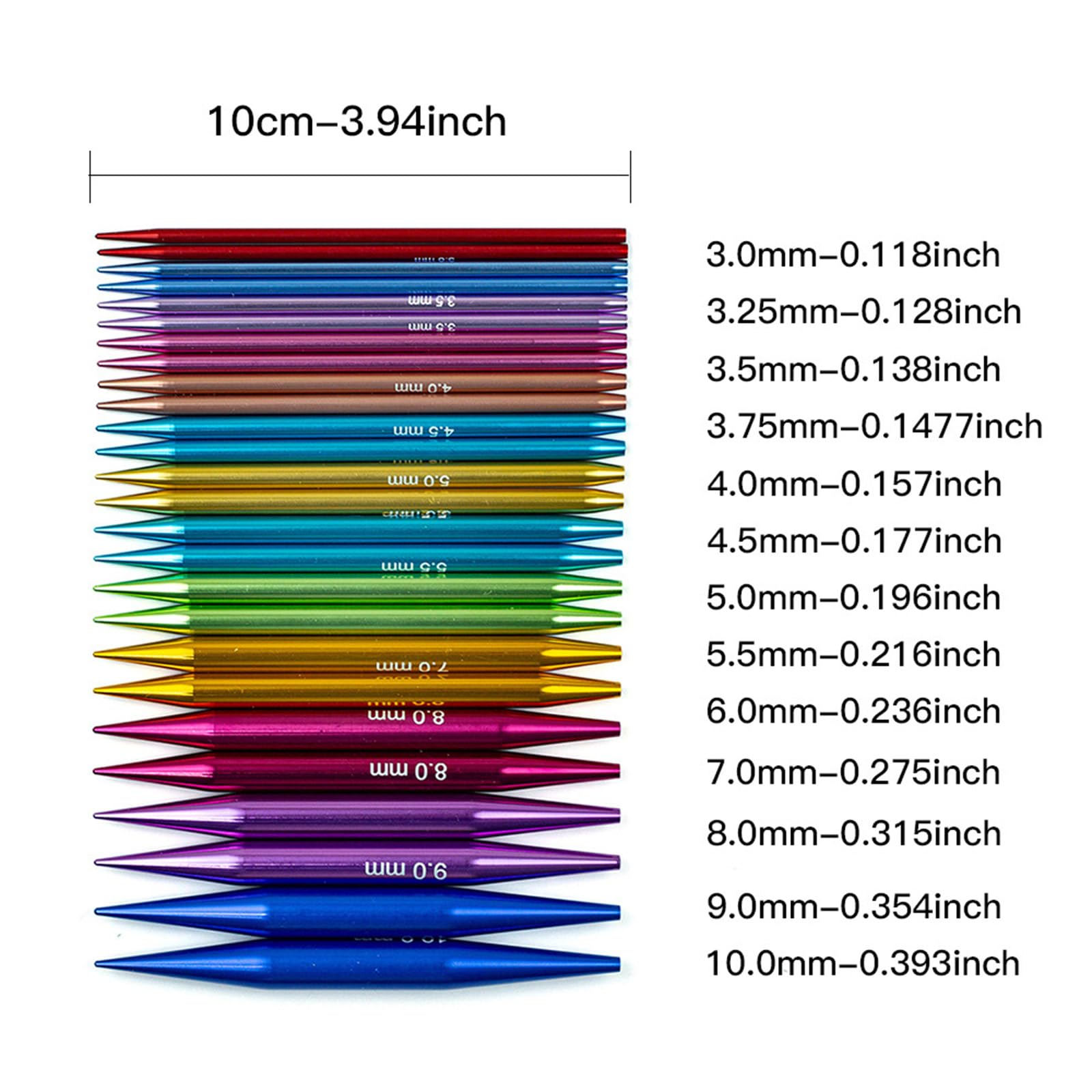 13 Paar austauschbare Rundstricknadeln mit Aufbewahrungstasche Häkeln, 3, 0–10 mm Aluminium Pullovernadel, Aluminium Stricksonden
