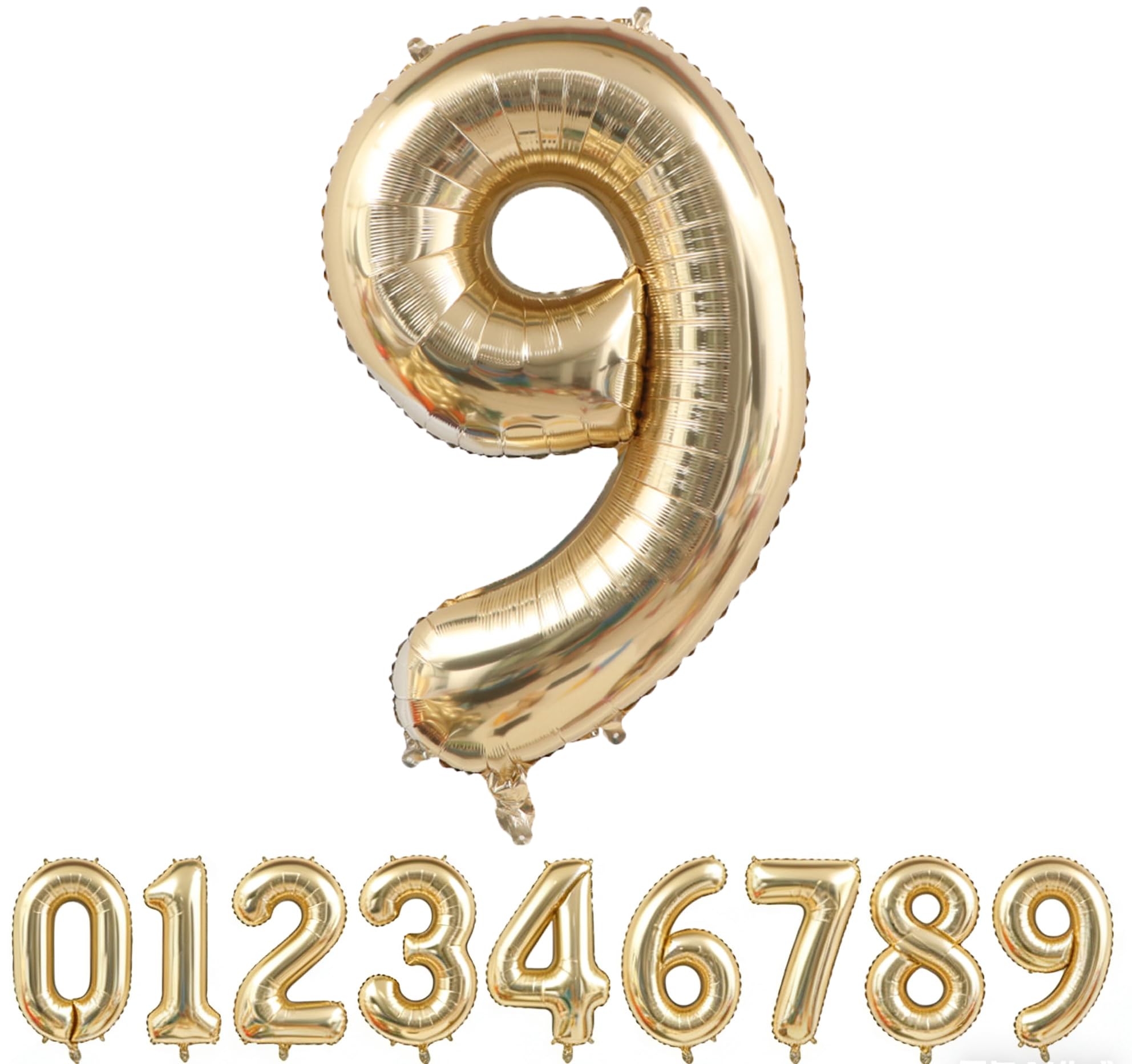 Light Gold Number 9 Foil Balloon 40IN Champagne Gold 9 Mylar Helium Balloon | 9th Birthday Giant Balloon for Girls Boys Anniversary Events Party Decorations Supplies