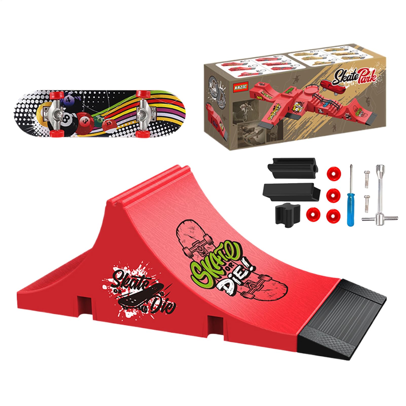 Finger Skateboard | with Fingerboard Small Toys - Finger Board Skate Training Ramp | for Kids Adults Indoor Outdoor Home Travel Classroom Party Competition — view 9