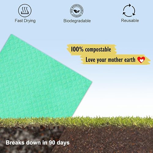 Miniatura 6 de Paños de cocina suecos  Paquete de 10 paños de cocina reutilizables  Toallas de cocina ultra absorbentes para lavar platos, trapo de limpieza de
