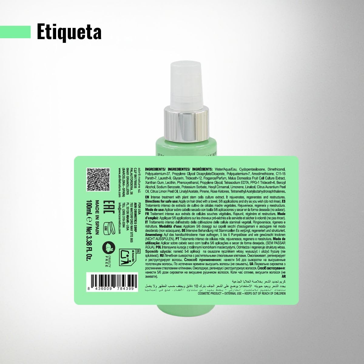 abril et nature - Cell Innove - Sérum Pelo Profesional - Regenera y Rejuvenece - Todo tipo de cabellos - Concentrado con Células Madre Vegetales - Sellador de la Cutícula - 100 ml