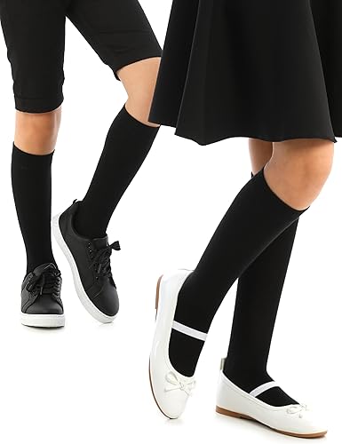 Hugh Ugoli 3 Pairs Silky Soft Premium Bamboo Socks for Girls, Boys, Kids, Absorb Sweat, Knee High Long Dress School Uniform