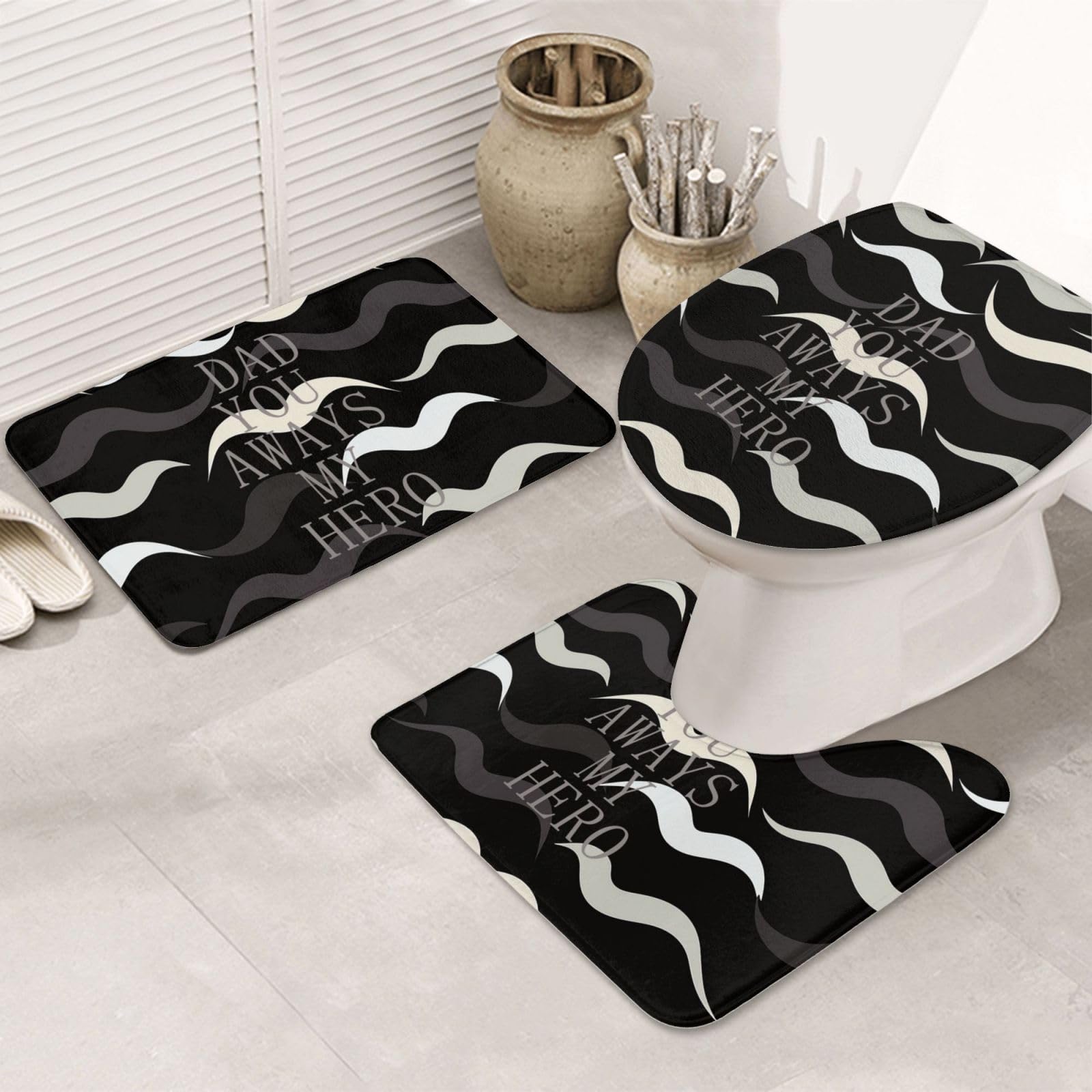 Tapis de bain antidérapant My Hero lot de 3 pour éviter les glissades et sols mouillés