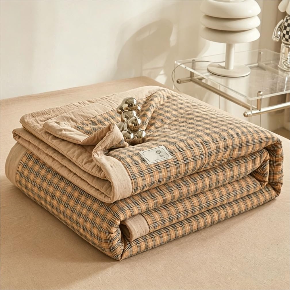 Couette d'été haut de gamme TOULIVER en coton lavé doux, l'édredon matelassé au confort hôtelier