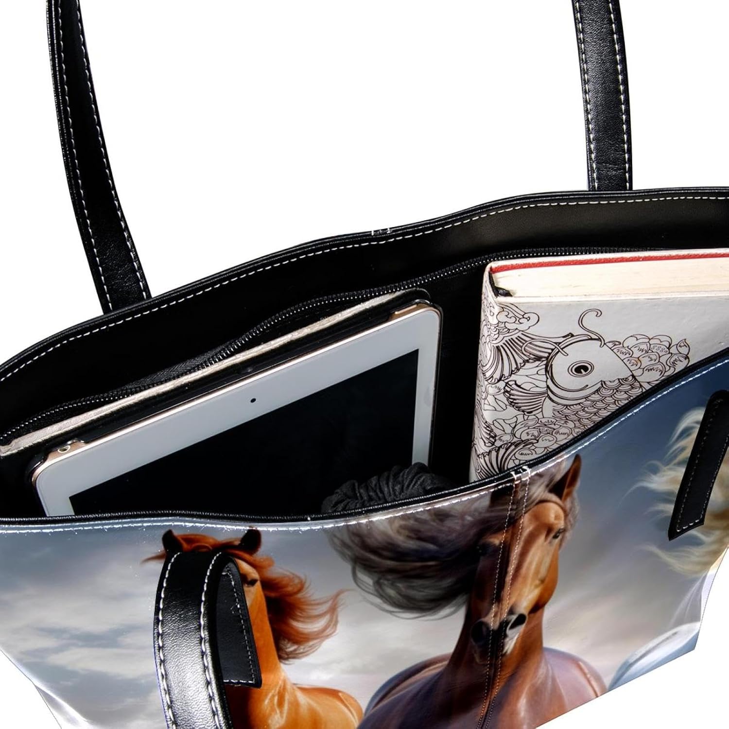 [YTYVAGT] 女性用財布、トートバッグ美学、レディーストートハンドバッグ,面白いアフリカ動物馬