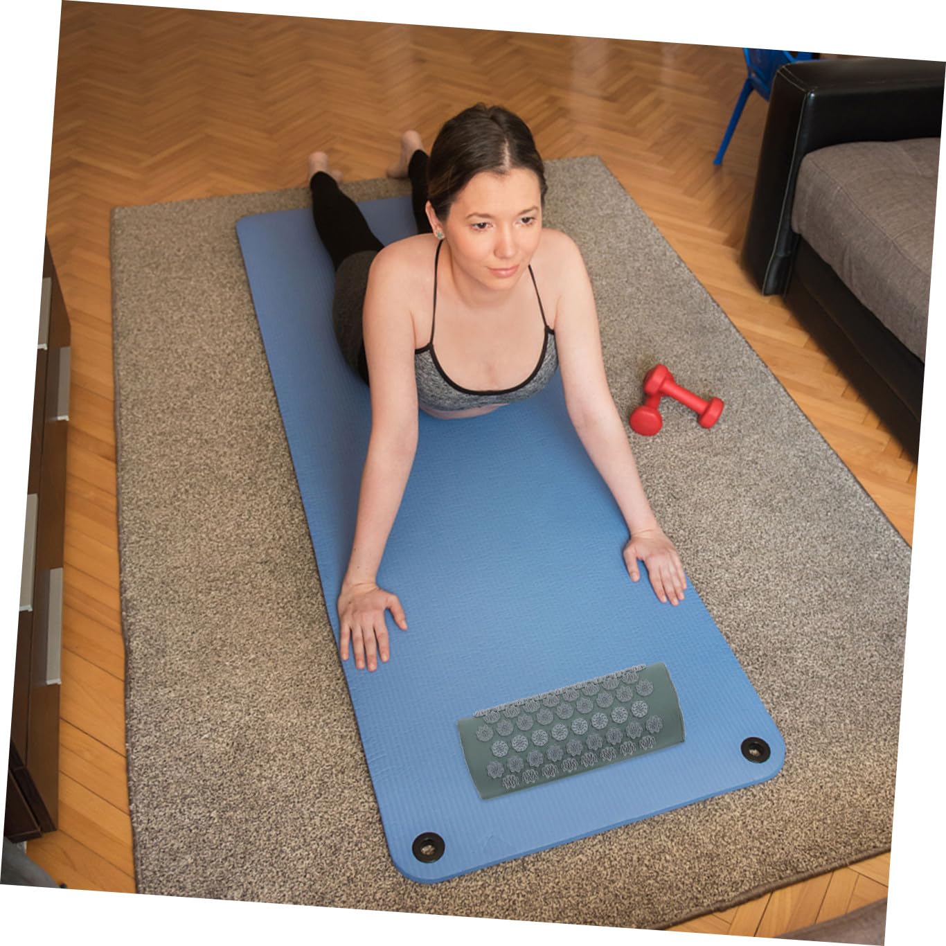 Abaodam Tapis D’acupression Antidérapant Gris 1 Tapis 1 Coussin de Massage Shiatsu Pointes pour Relaxation, Stimulation Circulation Sanguine et Bien-être Quotidien