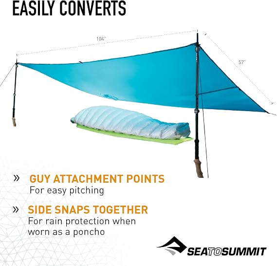 Sea to Summit Ultra-SIL Nano Tarp Poncho 4-in-1 Raincoat, Pack Cover, Groundsheet, and Shelter