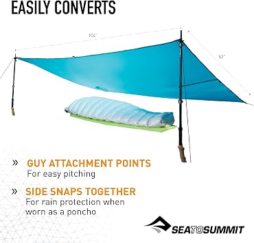 Sea to Summit Ultra-SIL Nano Tarp Poncho 4-in-1 Raincoat, Pack Cover, Groundsheet, and Shelter