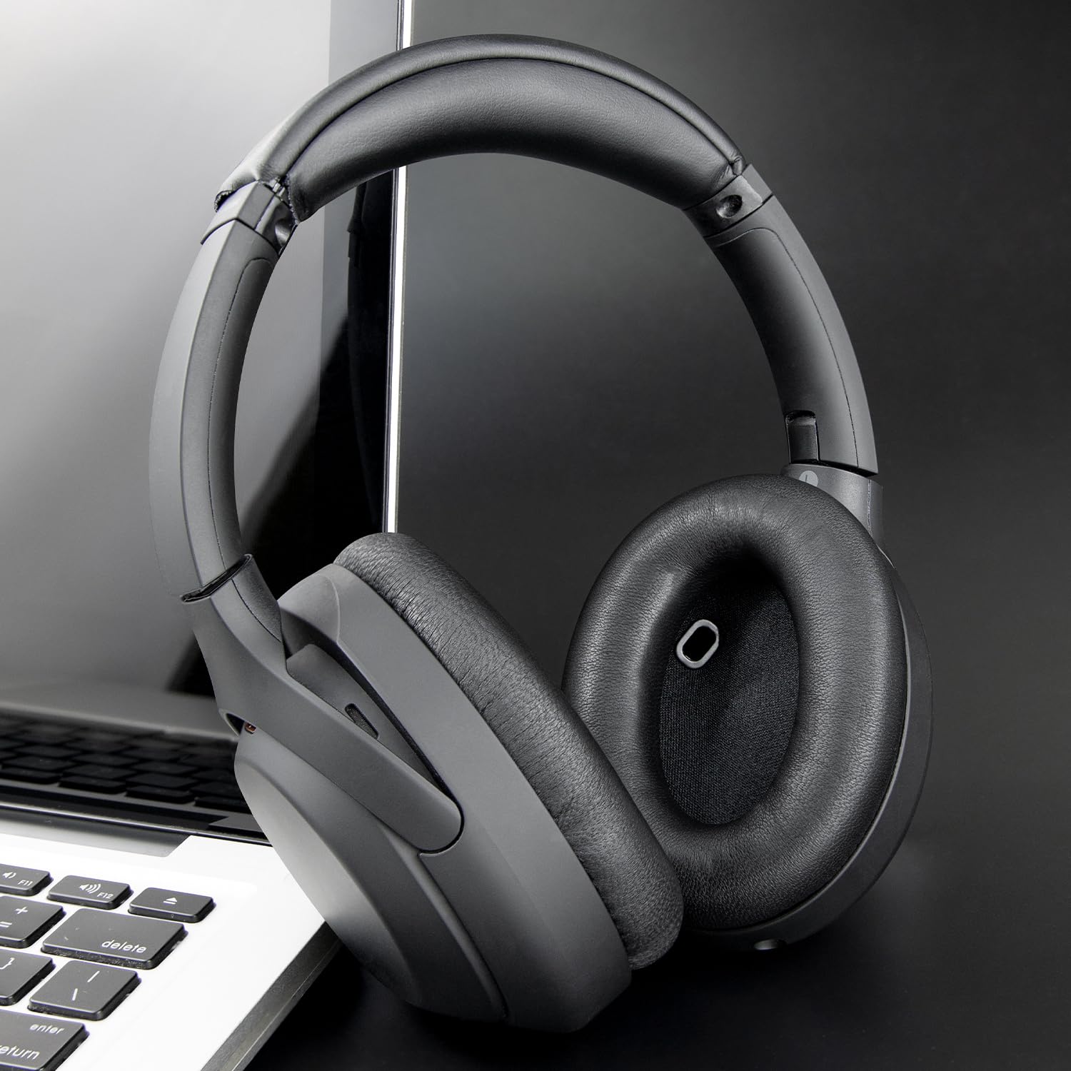 SOULWIT Almohadillas de Repuesto para Sony WH-1000XM4 (WH1000XM4) Auriculares, Almohadillas de Piel de Cordero con Espuma Aislante del Ruido, Mayor Grosor, Sin Afectar al Sensor