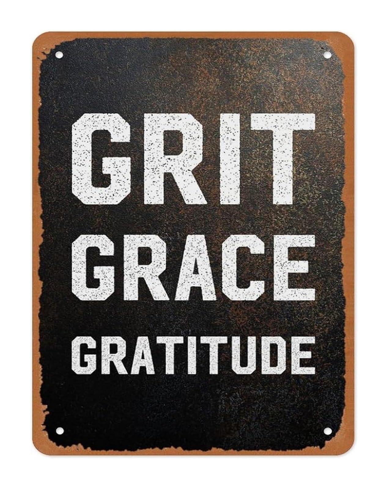 HDKYSWBUEJ Rustic Metal Sign Featuring Grit Grace Gratitude Motivational Quote for Wall Decor in Workspace Gym 8 X 12 in