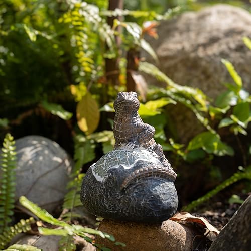 Miniatura 59 de Decoración de jardín, estatua de rana y príncipe, estatua solar de rana y príncipe, figura de ranas de resina con luz solar para patio, balcón