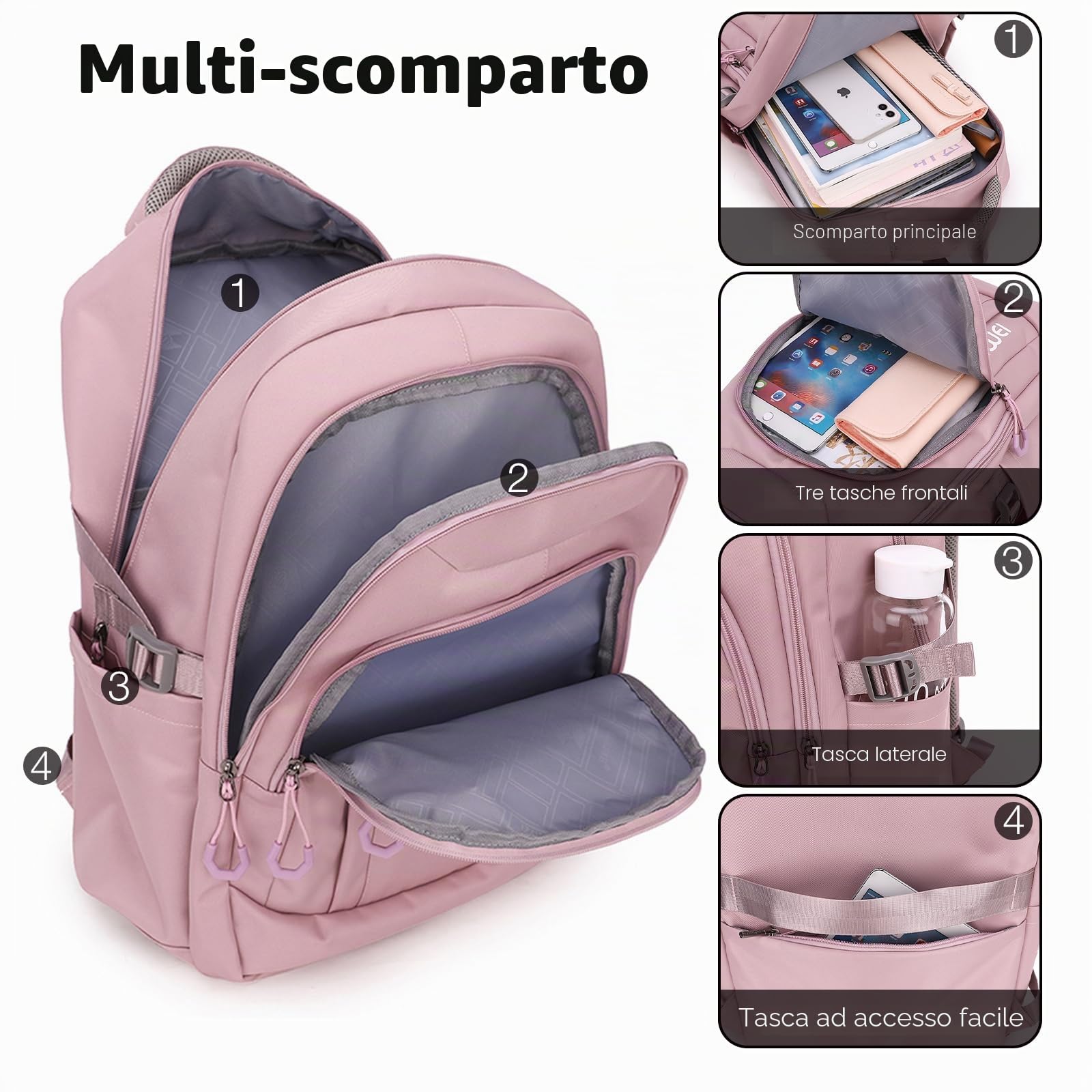 Zaino Porta PC 15.6 Multifunzione per Donna, Computer Portatile Comodo e Traspirante per Campeggio e Escursionismo