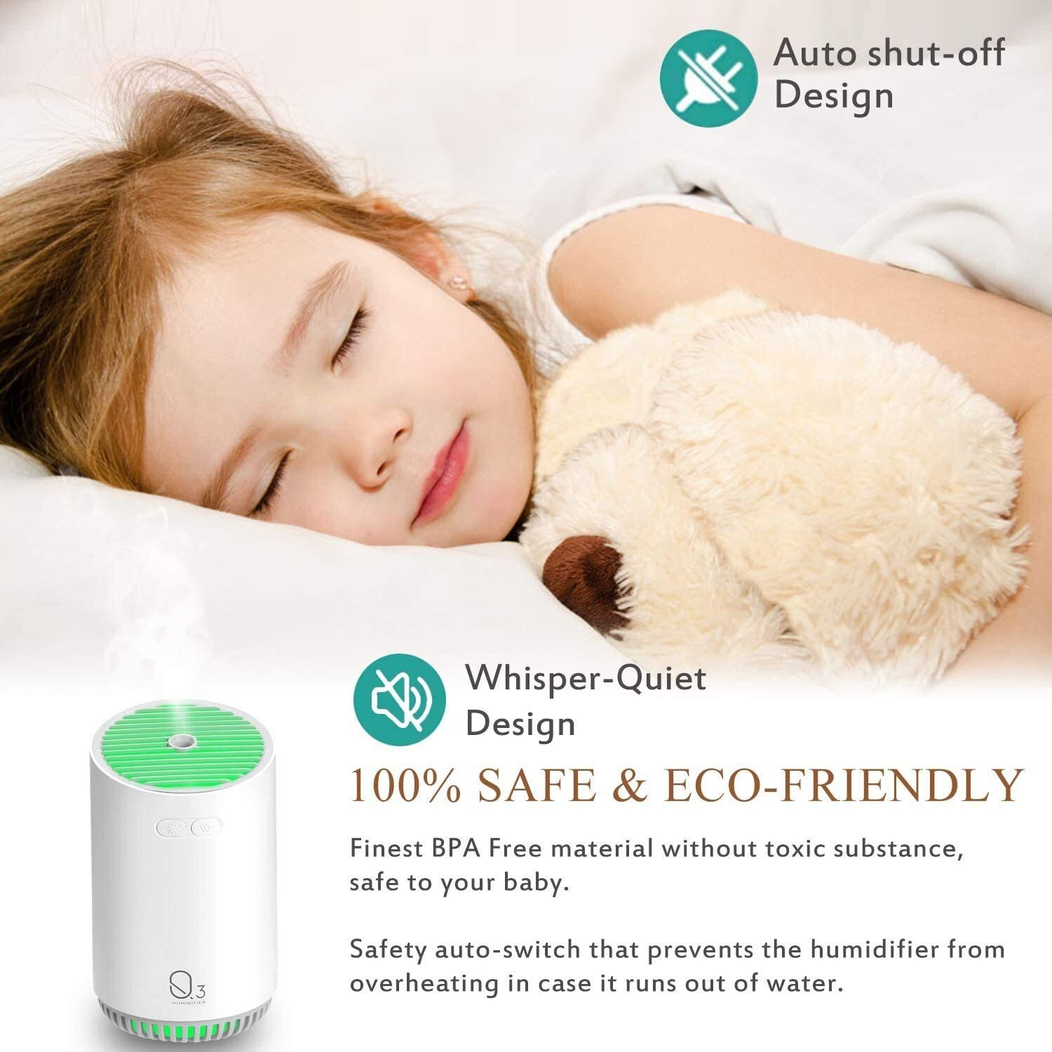 Domésticos Humidificador inalámbrico Mini Viaje portátil Humidificador de Niebla fría(Bianco)