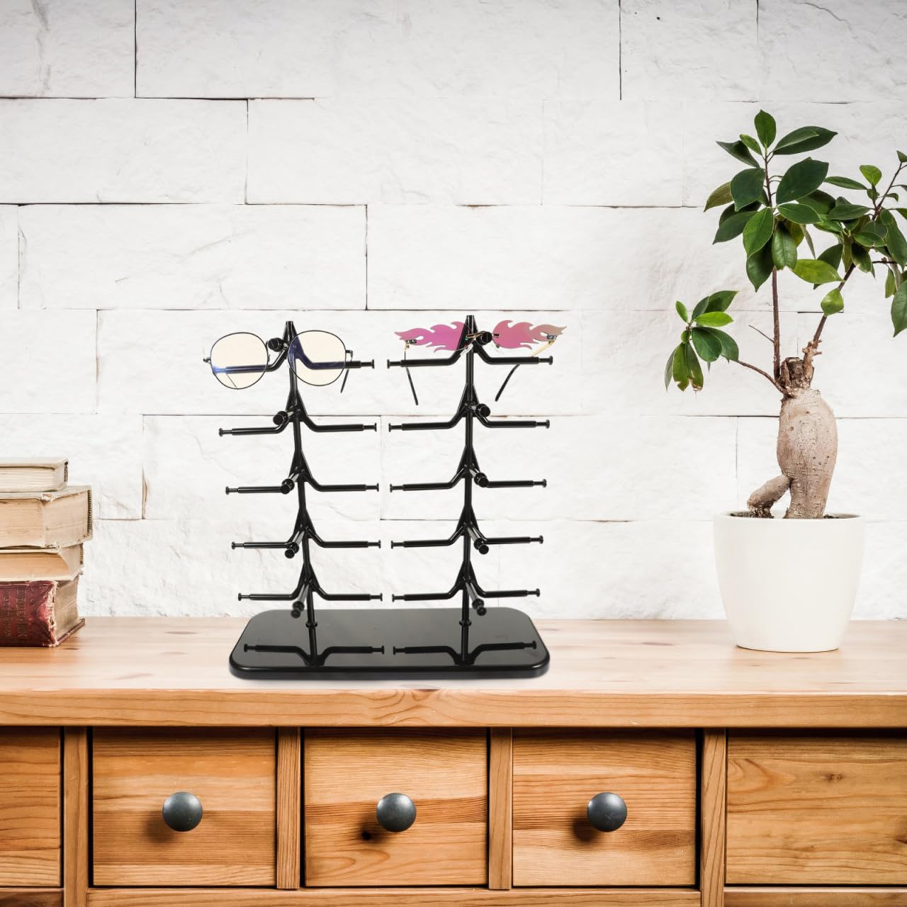 TOPBATHY Brillenhalter SonnenbrillenstäNder FüR 10 Brillen, Abnehmbarer Brillenorganizer Aus Abs, Platzsparender Brillenaufbewahrung FüR Schreibtisch Oder GeschäFt