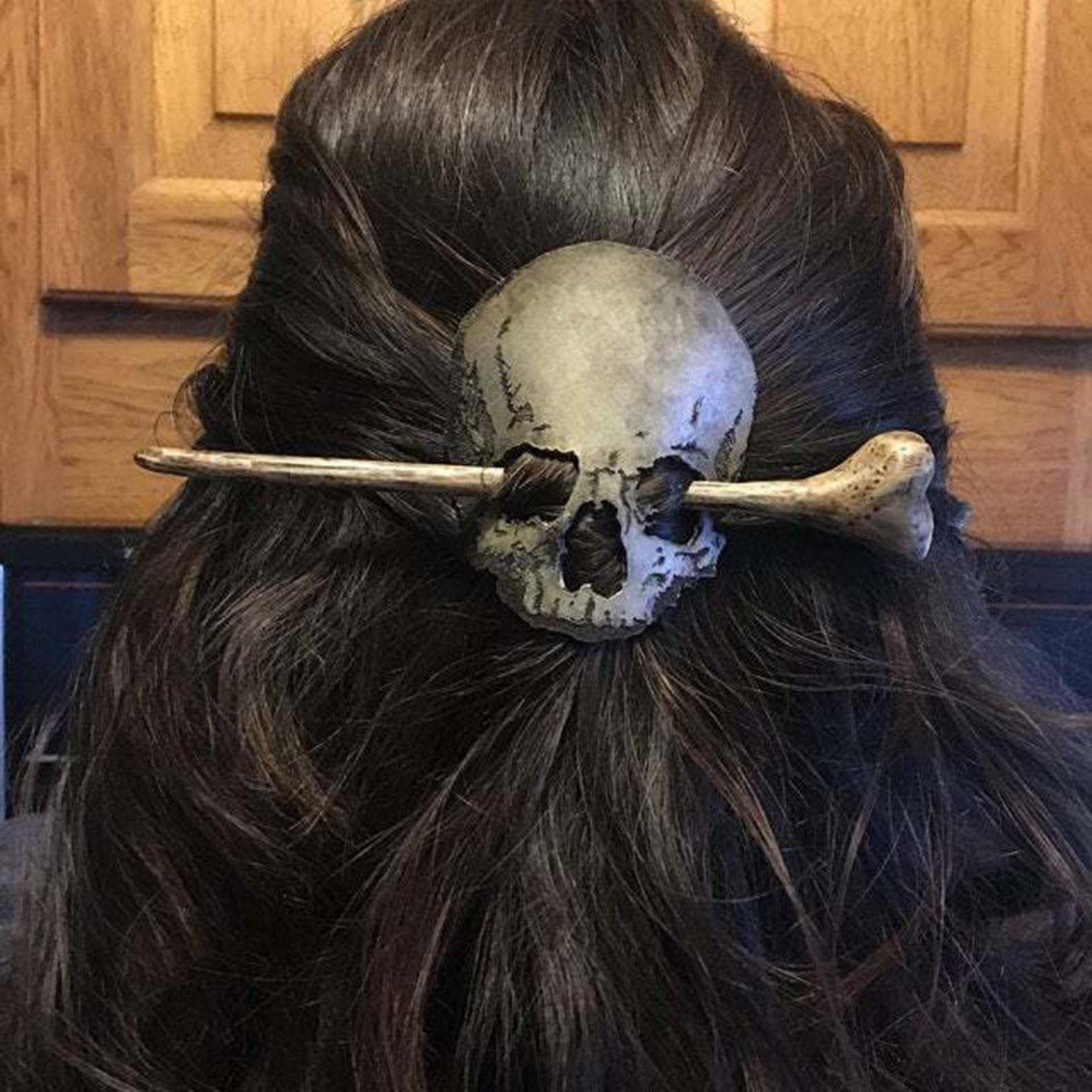 Skull Hair Stick - Bone Resin Hair Slide in Ivory Amazon.com : SOUQDWL Skull Hair Pin Stick Slide with Faux  main image 4