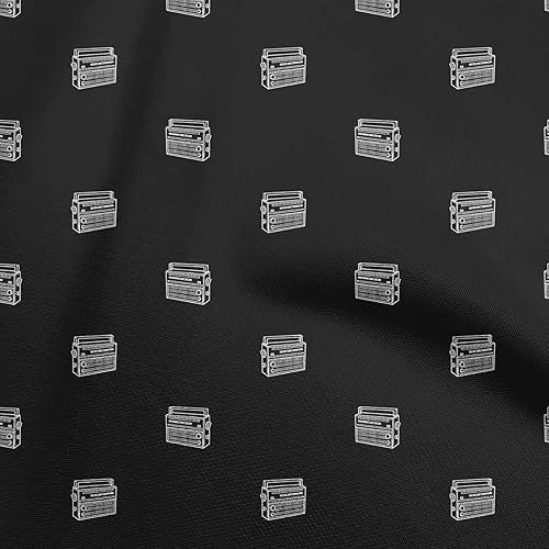 Miniatura 9 de oneOone Rayon Yellow Fabric Retro Radio DIY Clothing Quilting Fabric Print Fabric by Yard 56 Inch Wide-559 Yellow,Negro,Brown,Light