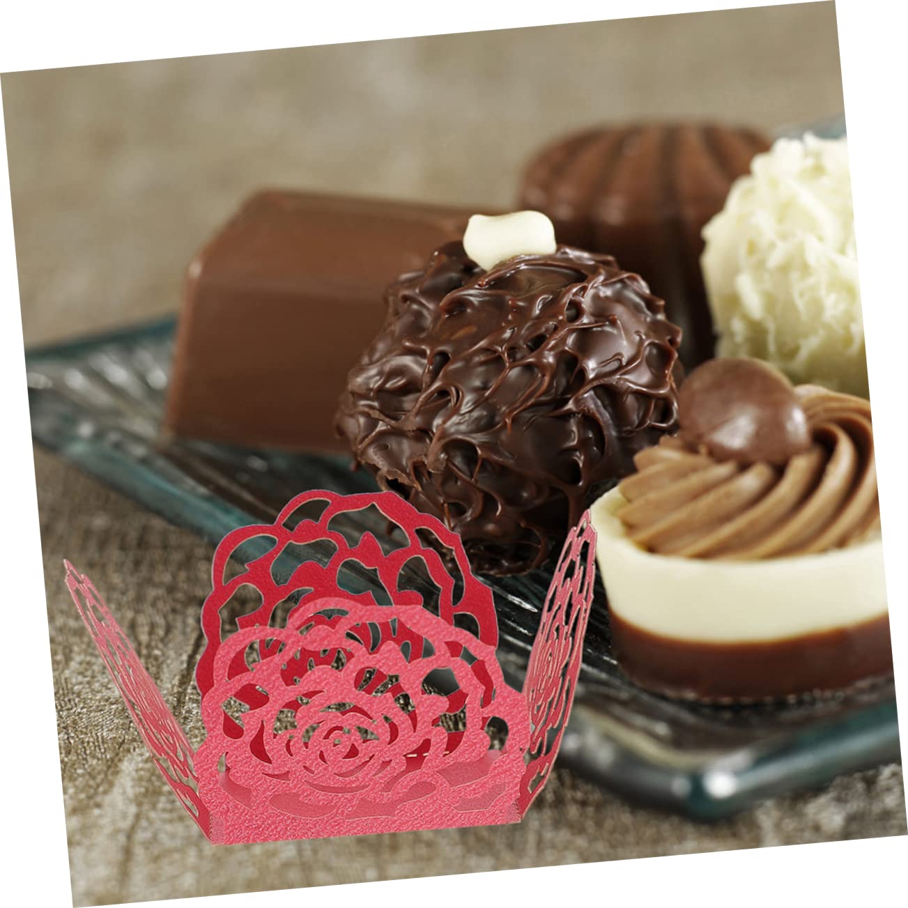 Kisangel 200pièces Caissettes à Chocolat Papier avec Motif Fleur Décoratif pour Mariage Et Fête De Chocolat Et Élégantes