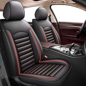 Car Seat Cover Fit for Mitsubishi Eclipse Cross 2018-2025 2026 Black Faux Full Set of Seat Cover Airbag Compatible 5 Seats Waterproof Seat Cushion Automotive Interior Accessories(Red Line)