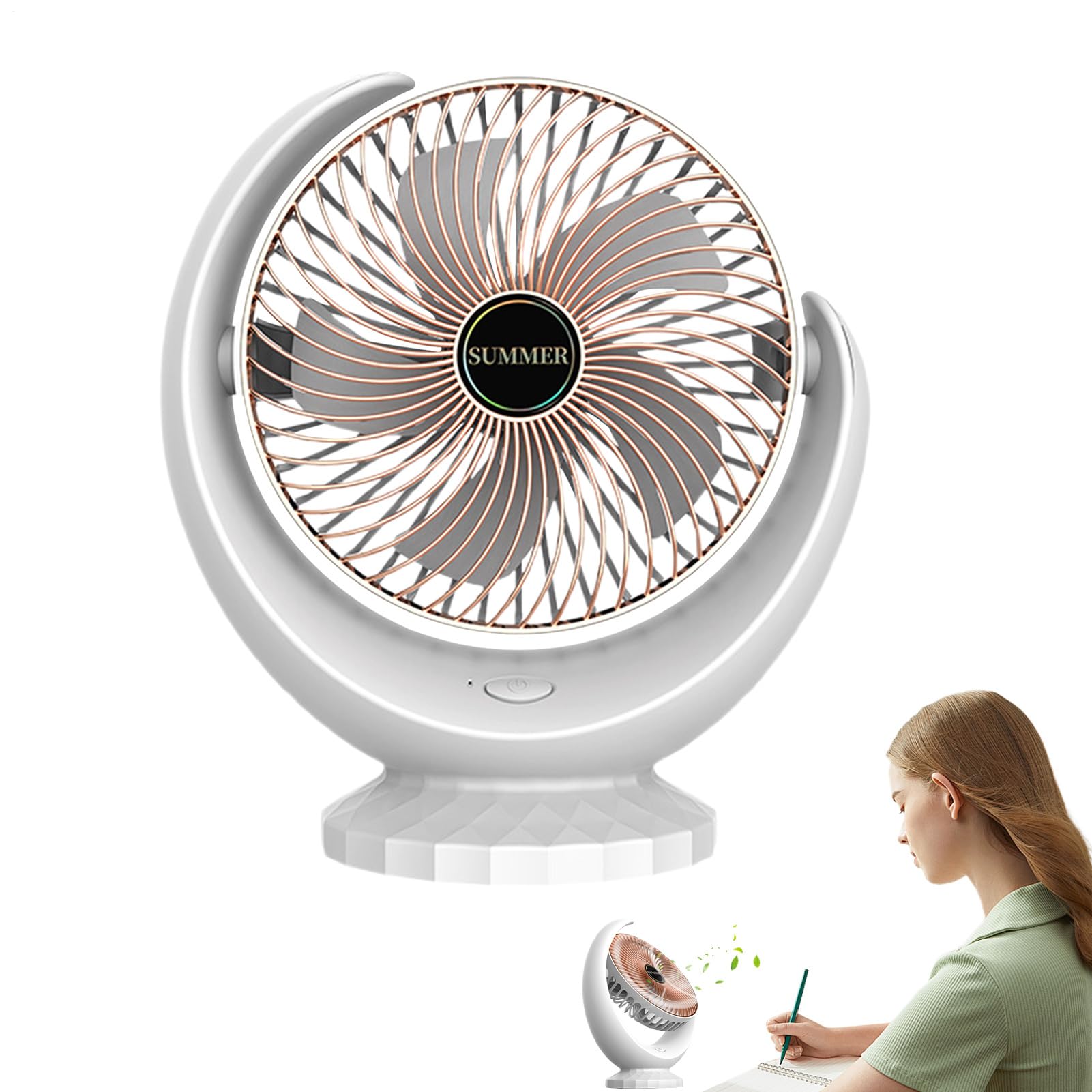 Ventilateur portable rechargeable compact ventilateur bureau 3 vitesses
