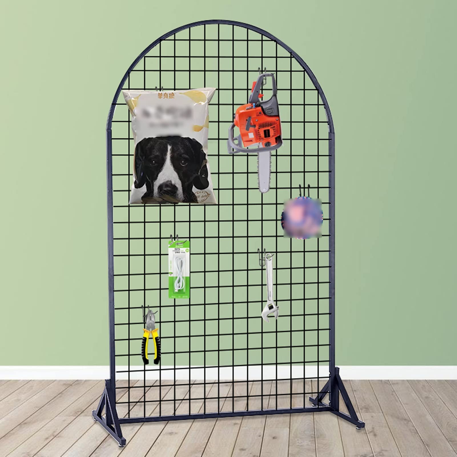 UWYTGF Grid Wall Panel Display Rack,Gridwall Panel Tower with Movable Wheels,Floorstanding Exhibit Kit,Balcony Shop Office Decorative Screen Partition,Home Retail Shopfitting,Black,60X160Cm