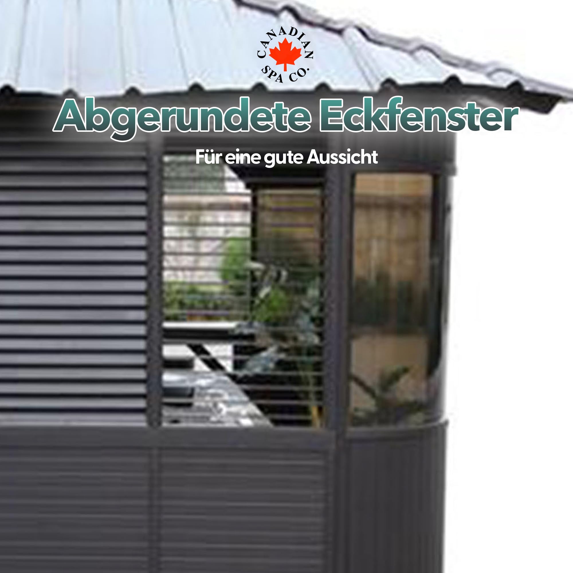 CANADIAN SPA CO. Fraser freistehender Pool Pavillon in Braun, HotTub Pavillon mit Bar, Lamellenfenster und Dachfenster