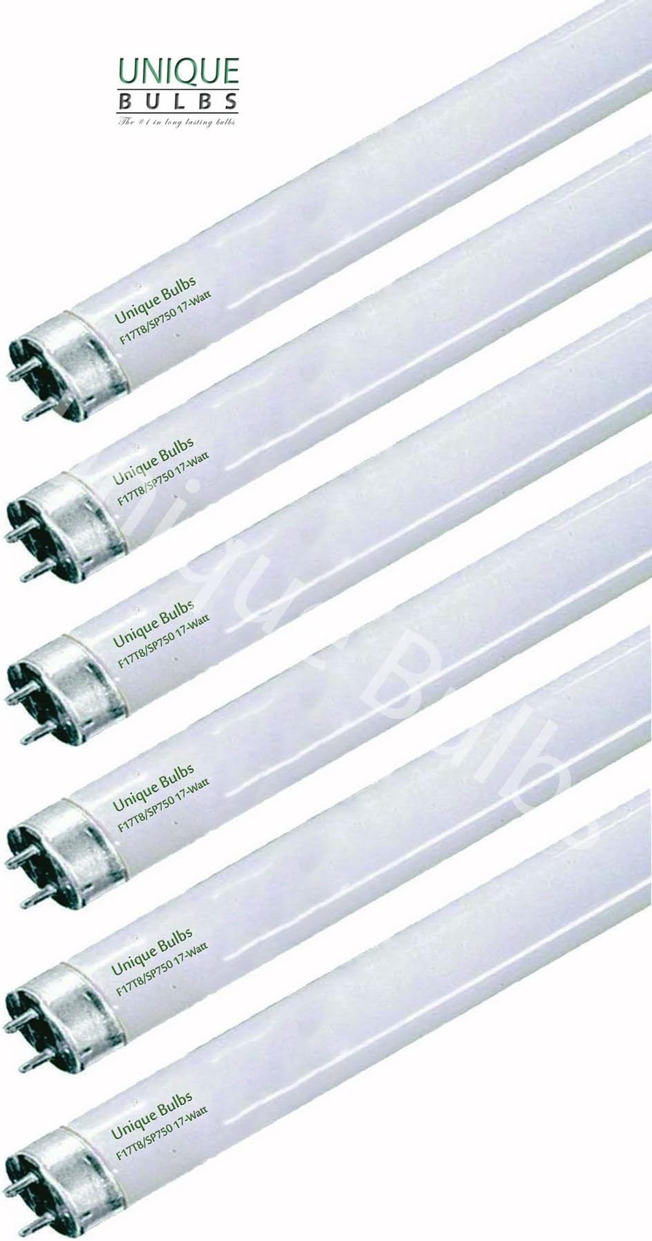 (Pack of 6) F17T8/750 24' 17 Watt Straight T8 Fluorescent Tube Light Bulb