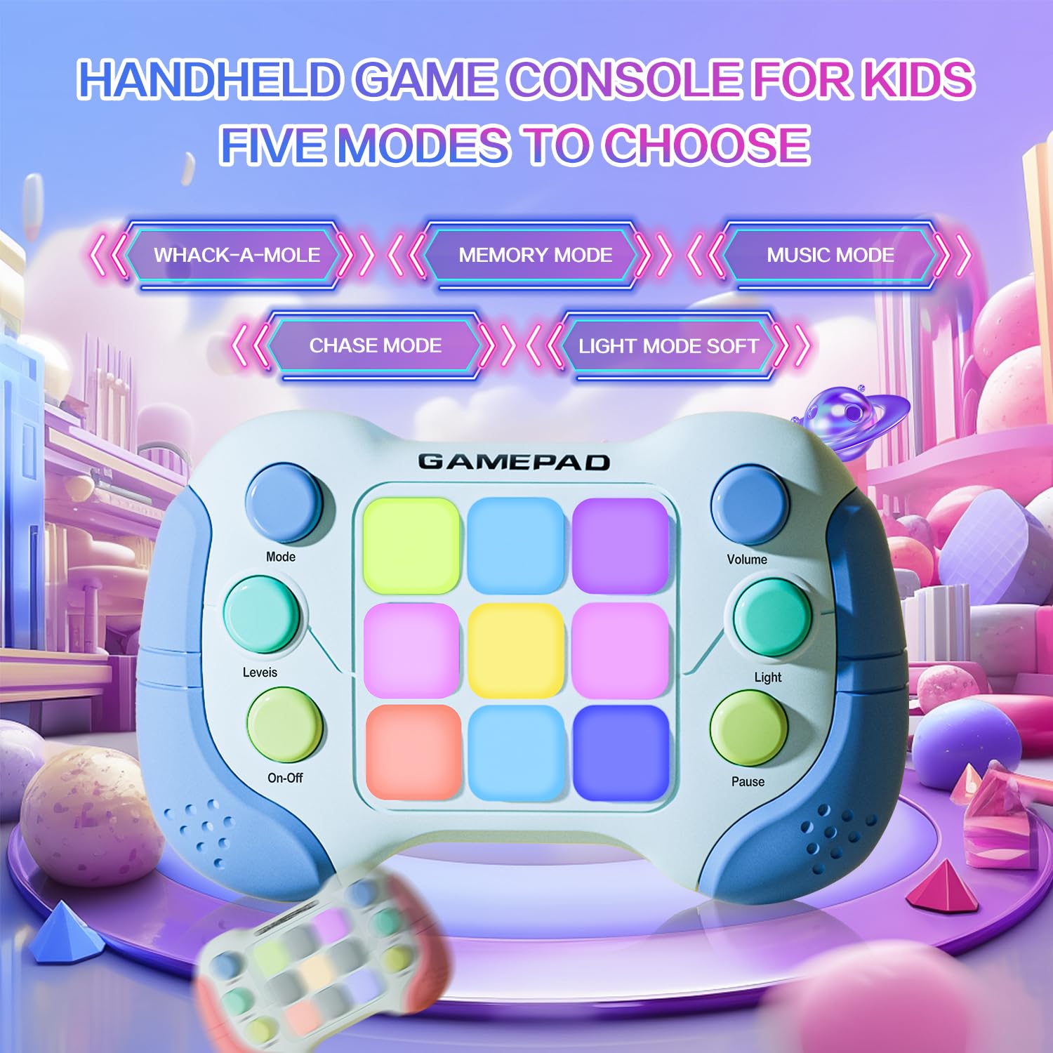 Manija de juguetes antiestrés de empuje rápido, juegos de prensa rápida intermitentes mejorados Pro para niños, juego de ansiedad con luz de empuje, juguete educativo de consola de mano para niños,