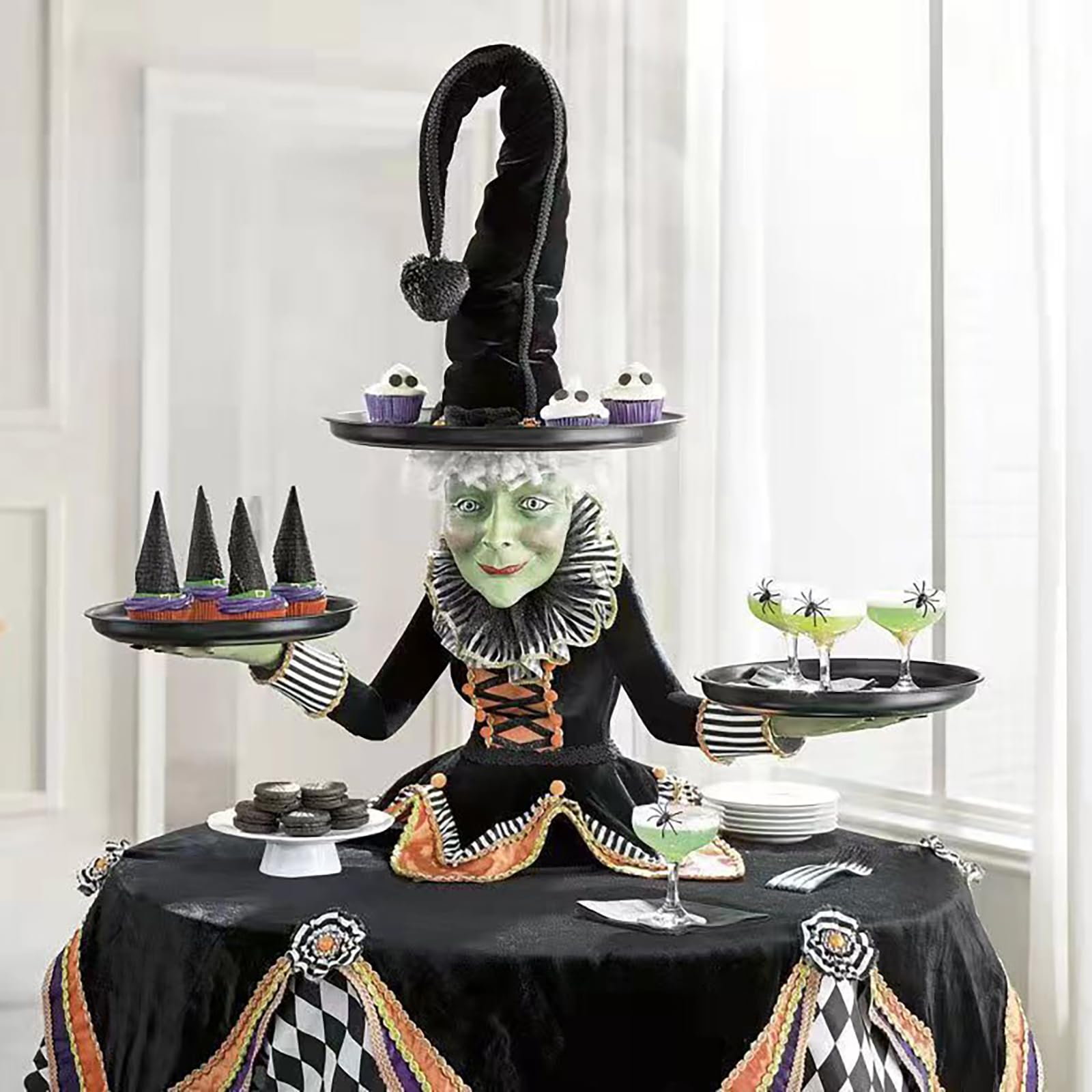 Halloween Witch Display Stand Tray Snack Cupcake Statue Tray DIY Crafts Creative Resin Desktop Decoration (Large)