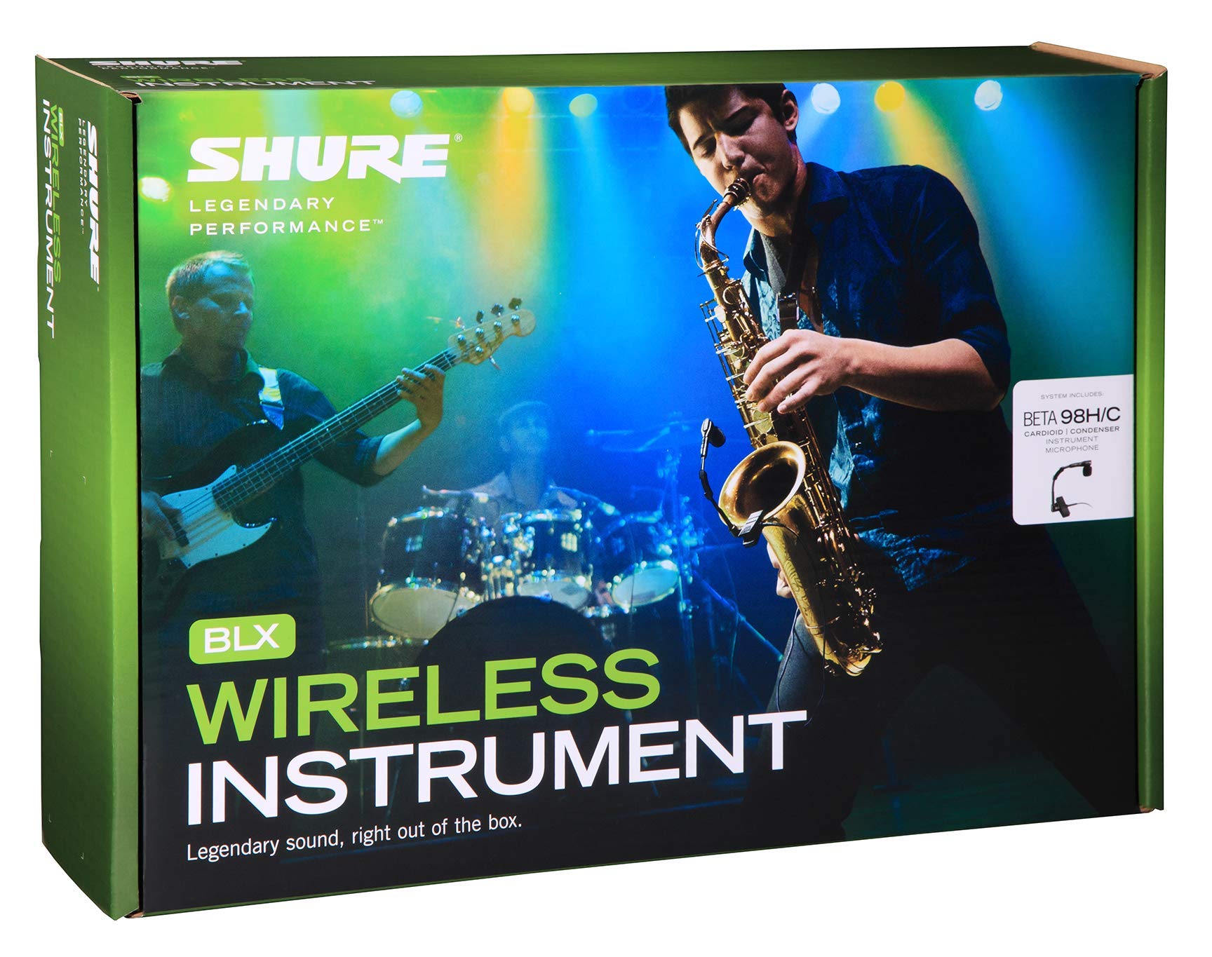 Shure BLX14/B98 UHF Wireless Mikrofonsystem für Blechblasinstrumente - 14 Stunden Batterielaufzeit, 100m Reichweite | Enthält Clip-on Instrumentenmikrofon, Einzelkanal-Empfänger | S8 Band