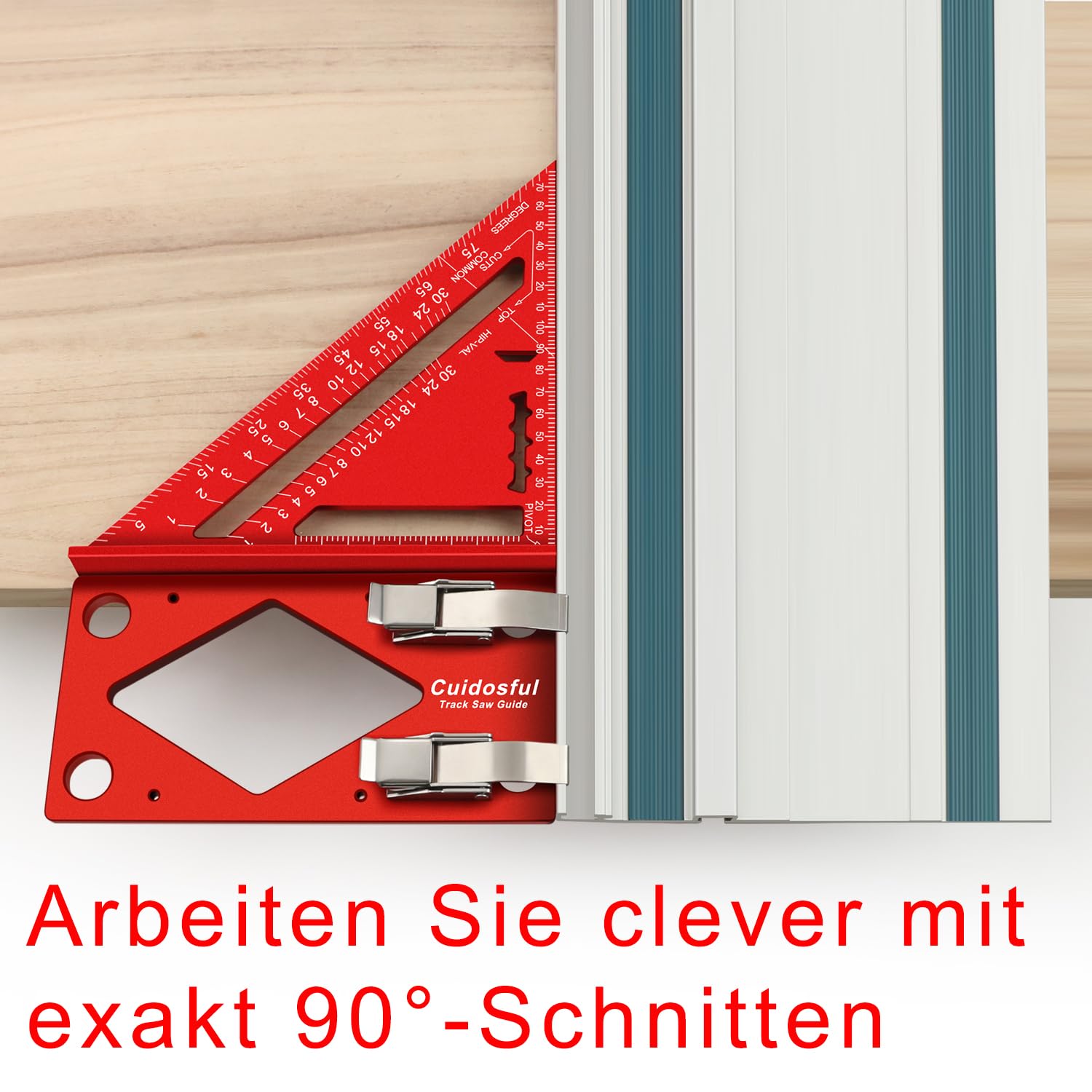 Winkelanschlag für Führungsschiene, CNC-gefräster 90° Anschlag mit Kantenführung, kompatibel mit Makita Führungsschiene, Festool- Aluminium Anschlag für Kreissägen