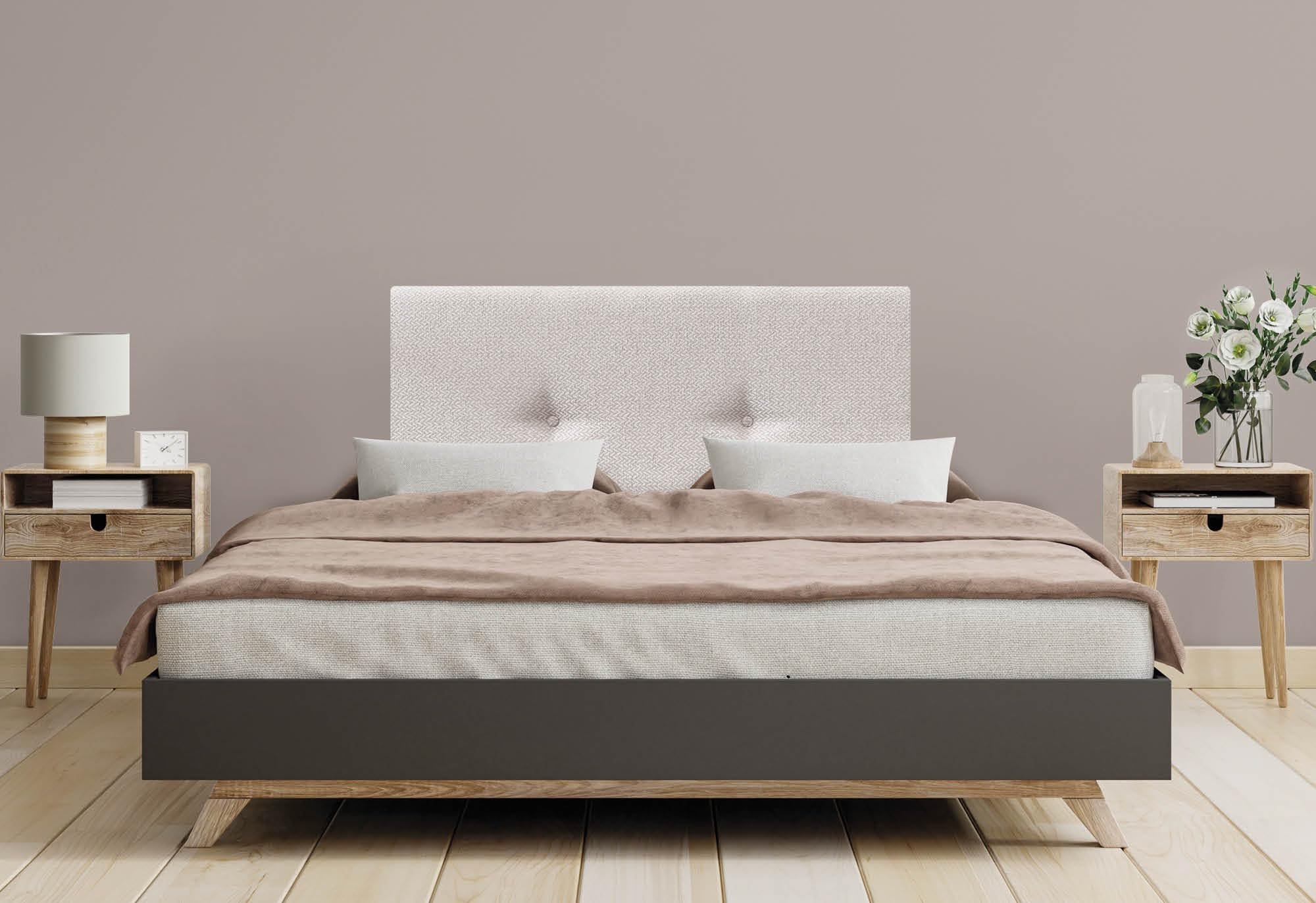 DHOME Testiera Imbottita in Tessuto Luxury Liscio con Bottoni e Gambe Testiere Imbottita per Letto di Lusso (Espigas Beige, 80x115cm)