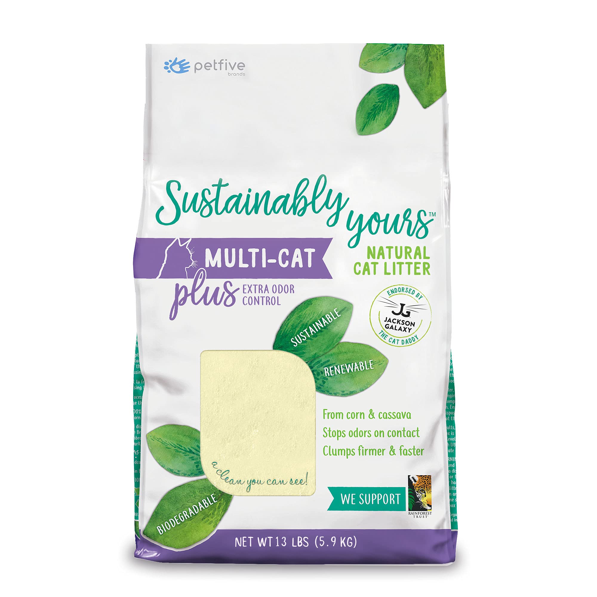 Petfive Sustainably Yours Natural Sustainable MultiCat Litter, 13 lbs