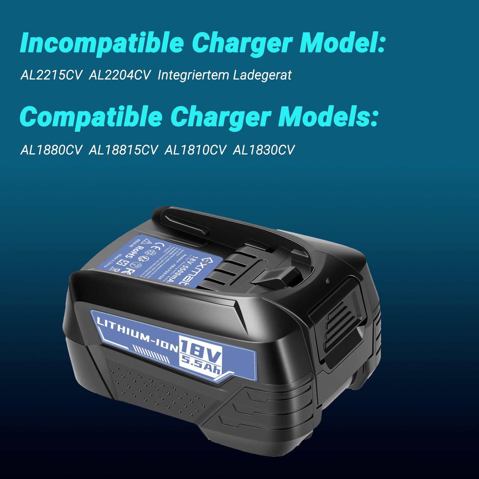Exmate - Batería de repuesto para Bosch PBA PSB PSR (18 V, 5500 mAh, para 18 V, Gardena 18 VSystem PSB 18 LI-2, PST 18 LI, UNEO MAXXH, Uneo Maxx, 1600A005B0 2607335040 2607336039 26039) 73360 40