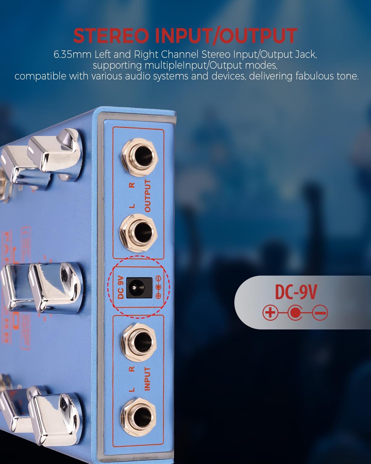 JOYO Reverb Pedal Digital Stereo mit 9 Reverb-Effekten Infinite und Trail für E-Gitarre True Bypass (Para-Verb R-31)