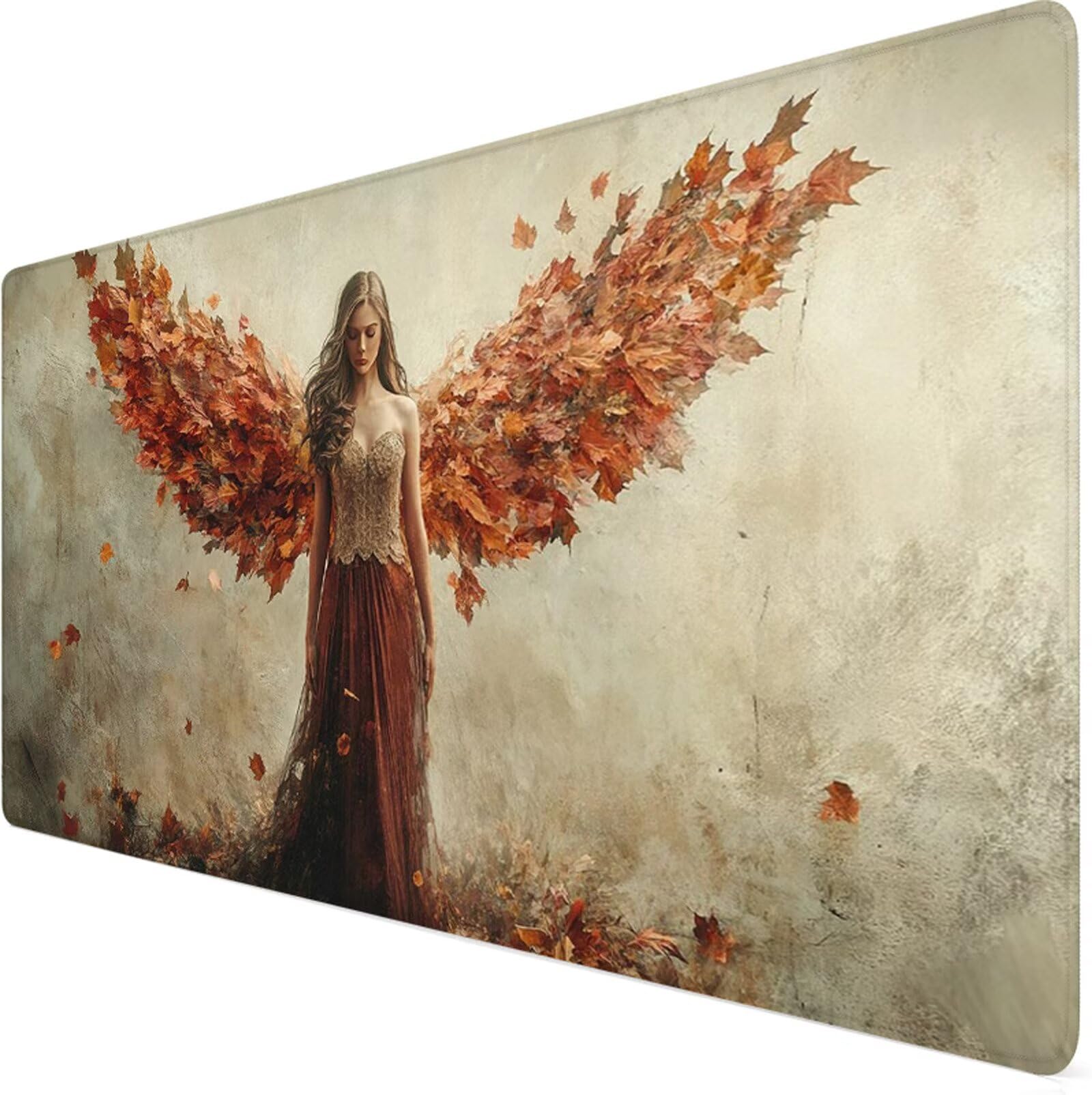 Podkładka pod mysz XXL 1000x500x3mm podkładka pod mysz jesienna podkładka pod mysz anioł poprawia precyzję i szybkość, wodoodporne antypoślizgowe, szyte krawędzie, akcesoria do gier, komputer biurowy